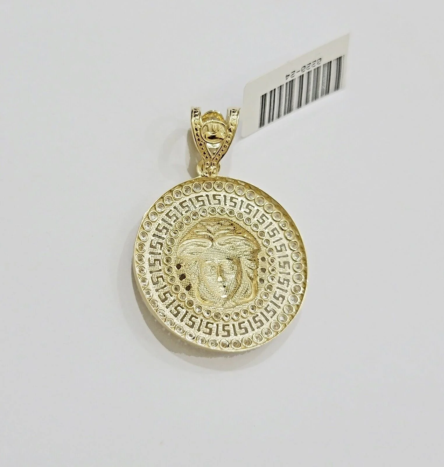 Real 10k Yellow Gold Charm Pendant Medusa Head 1.5" With Stones 10kt for Chain - Image 7