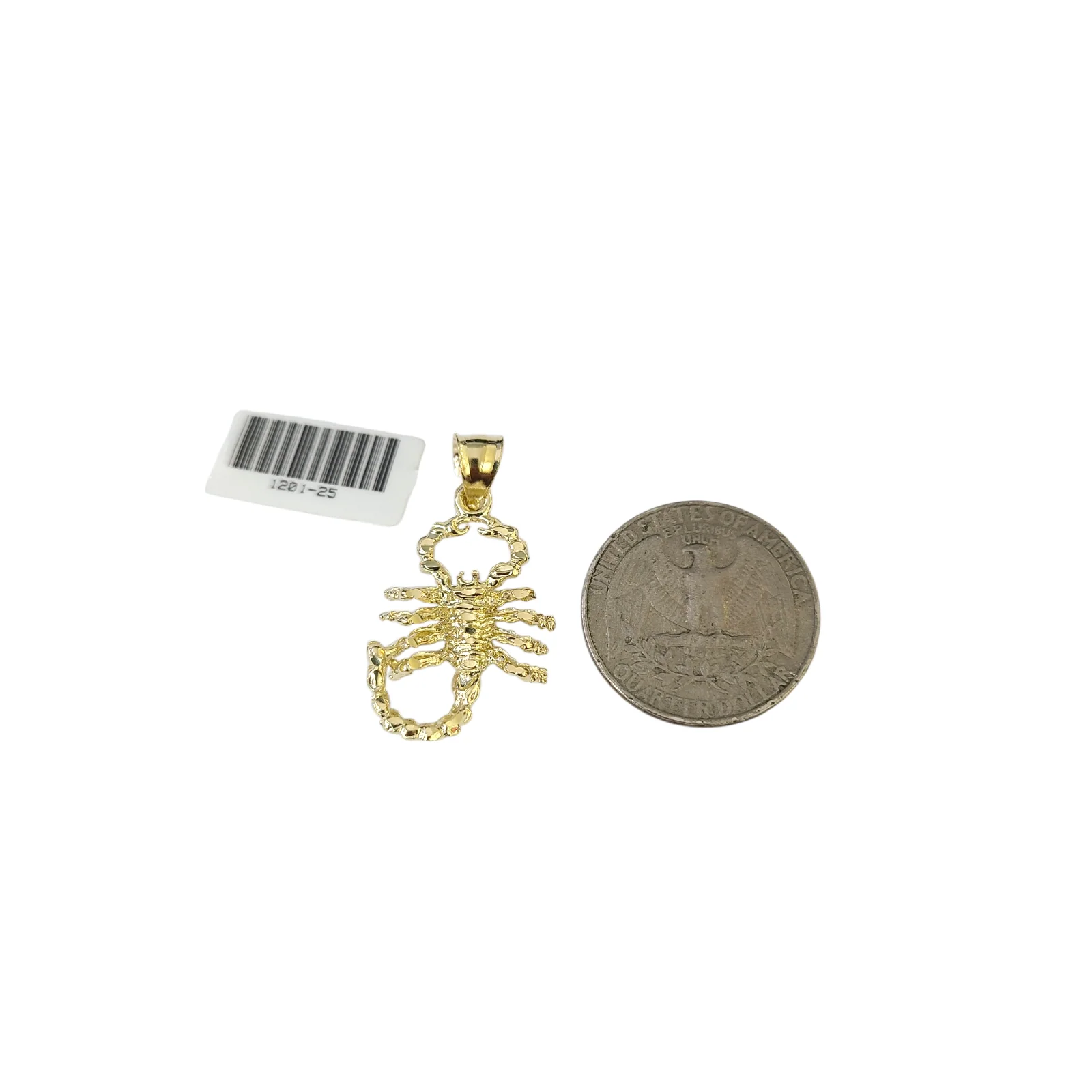 Real 10k Yellow Gold Charm Pendant Scorpion 1.2 in Diamond Cuts 10KT - Image 3