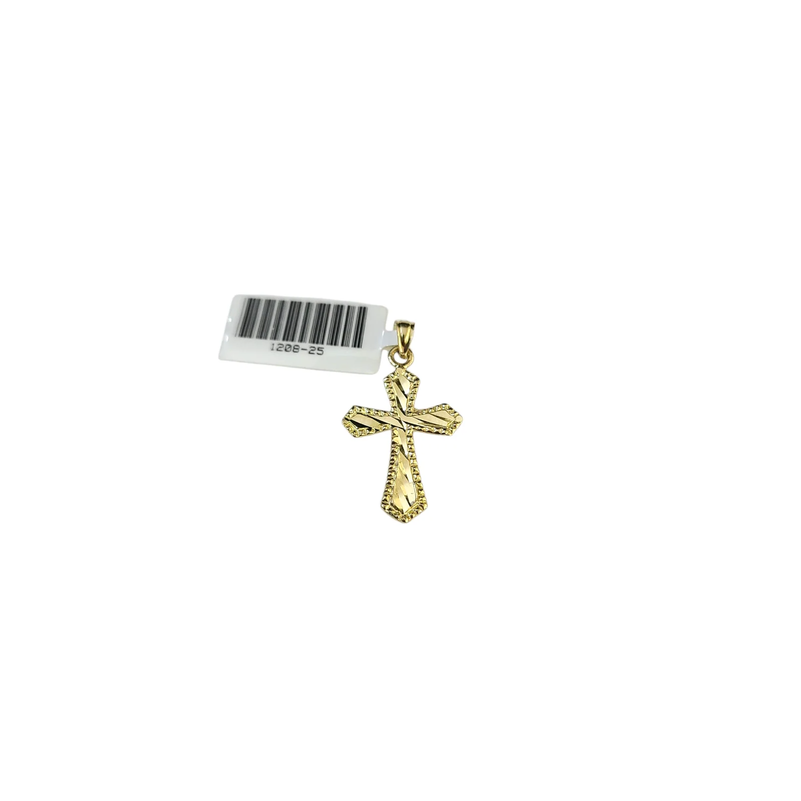 Real 10k Yellow Gold Charm Pendant Small Cross Diamond Cuts 10KT - Image 2