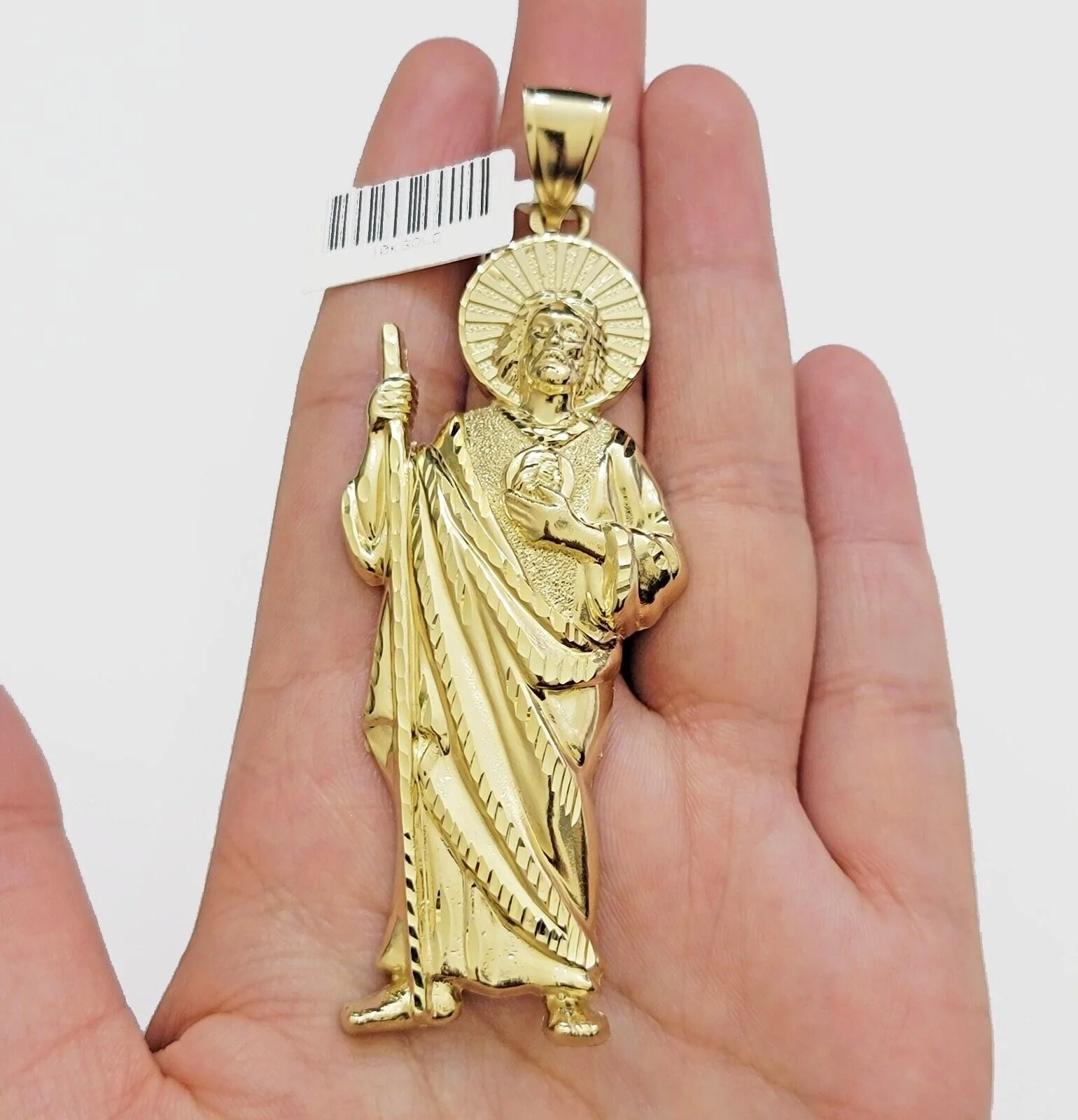 Real 10k Yellow Gold Charm Saint Juda Pendant Men's 3.5 Inch Jude the Apostle - Image 3