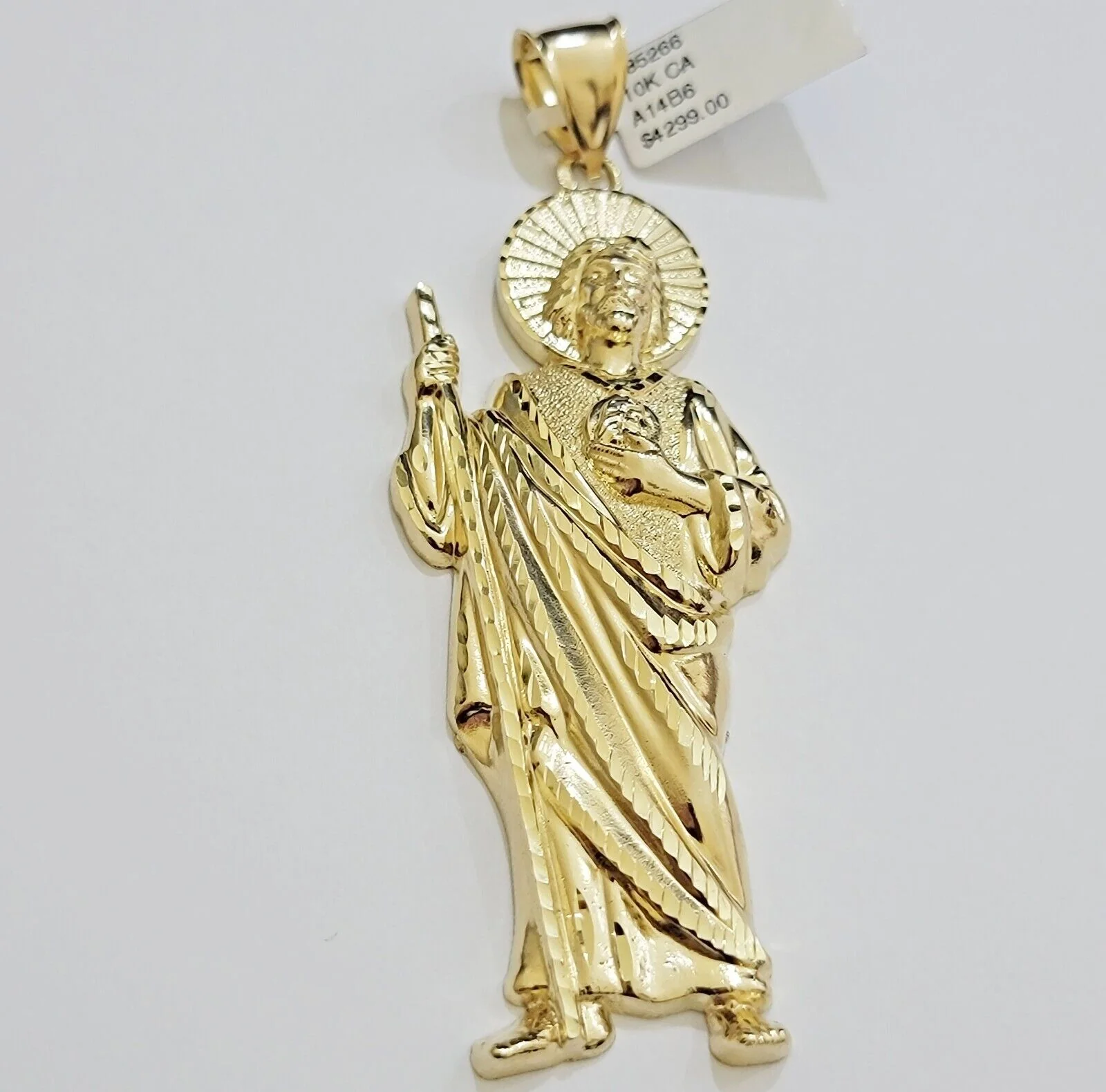 Real 10k Yellow Gold Charm Saint Juda Pendant Men's 3.5 Inch Jude the Apostle - Image 4