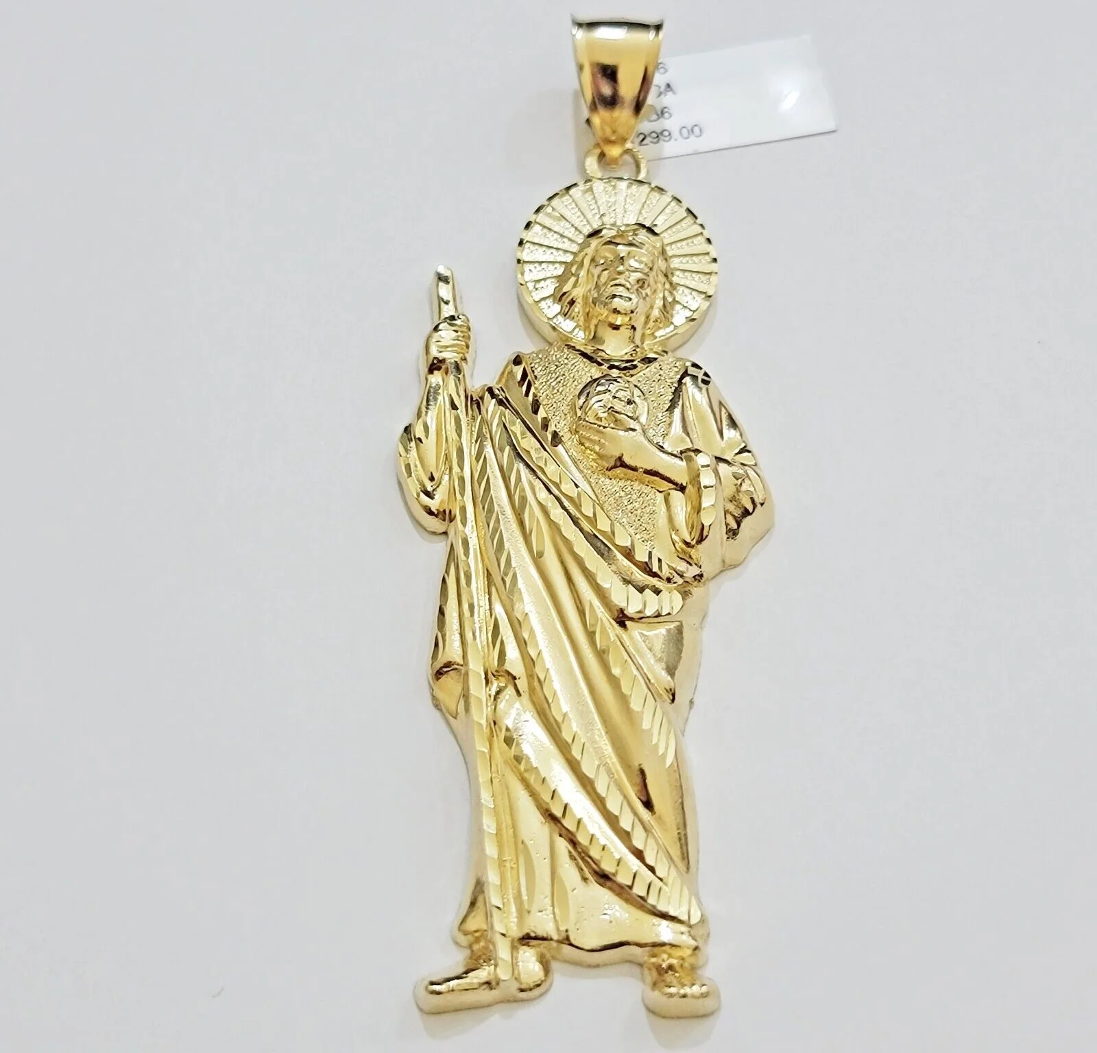 Real 10k Yellow Gold Charm Saint Juda Pendant Men's 3.5 Inch Jude the Apostle - Image 5