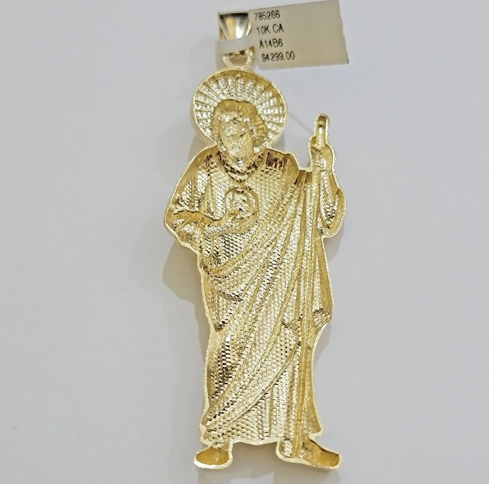 Real 10k Yellow Gold Charm Saint Juda Pendant Men's 3.5 Inch Jude the Apostle - Image 6