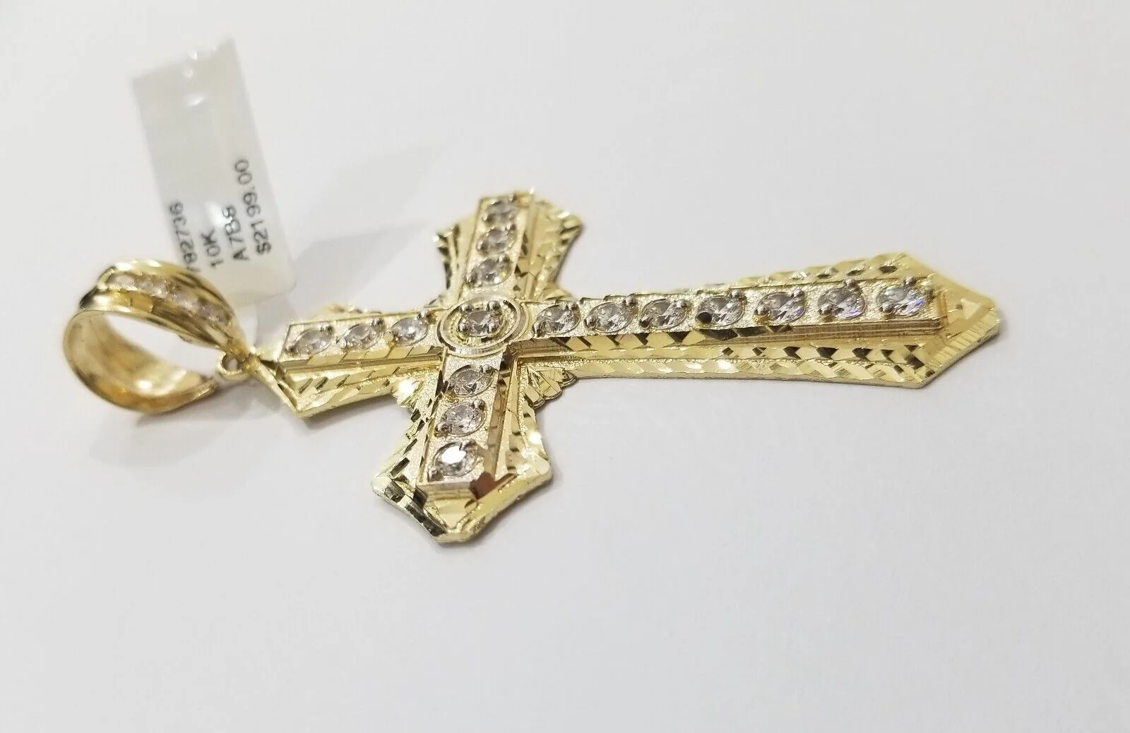 Real 10k Yellow Gold Cross Charm Pendant 2.5'' inch 10kt gold
