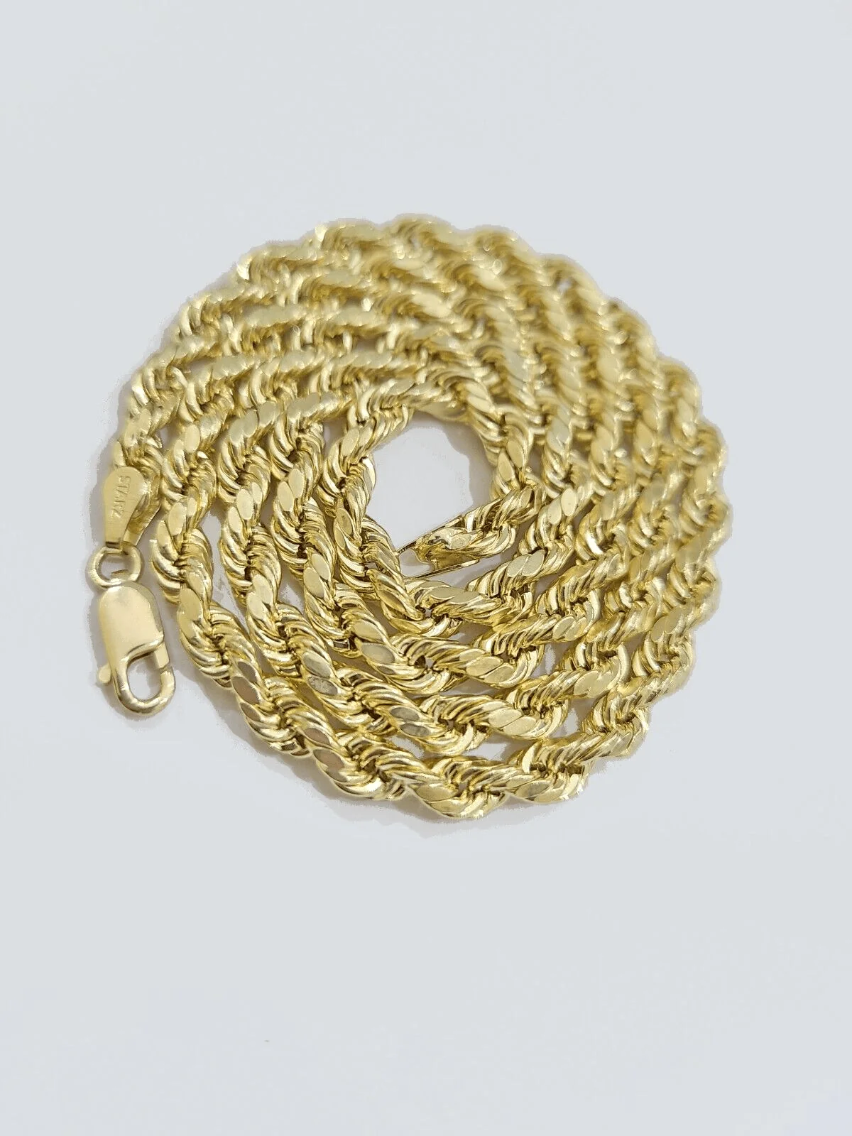 Real 10k Yellow Gold Cross Charm Rope Chain 4mm 18'' Necklace Pendant 10kt Jesus - Image 10