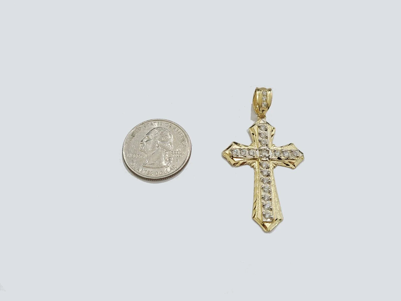 Real 10k Yellow Gold Cross Charm Rope Chain Necklace 4mm 26'' Pendant 10kt Jesus - Image 9