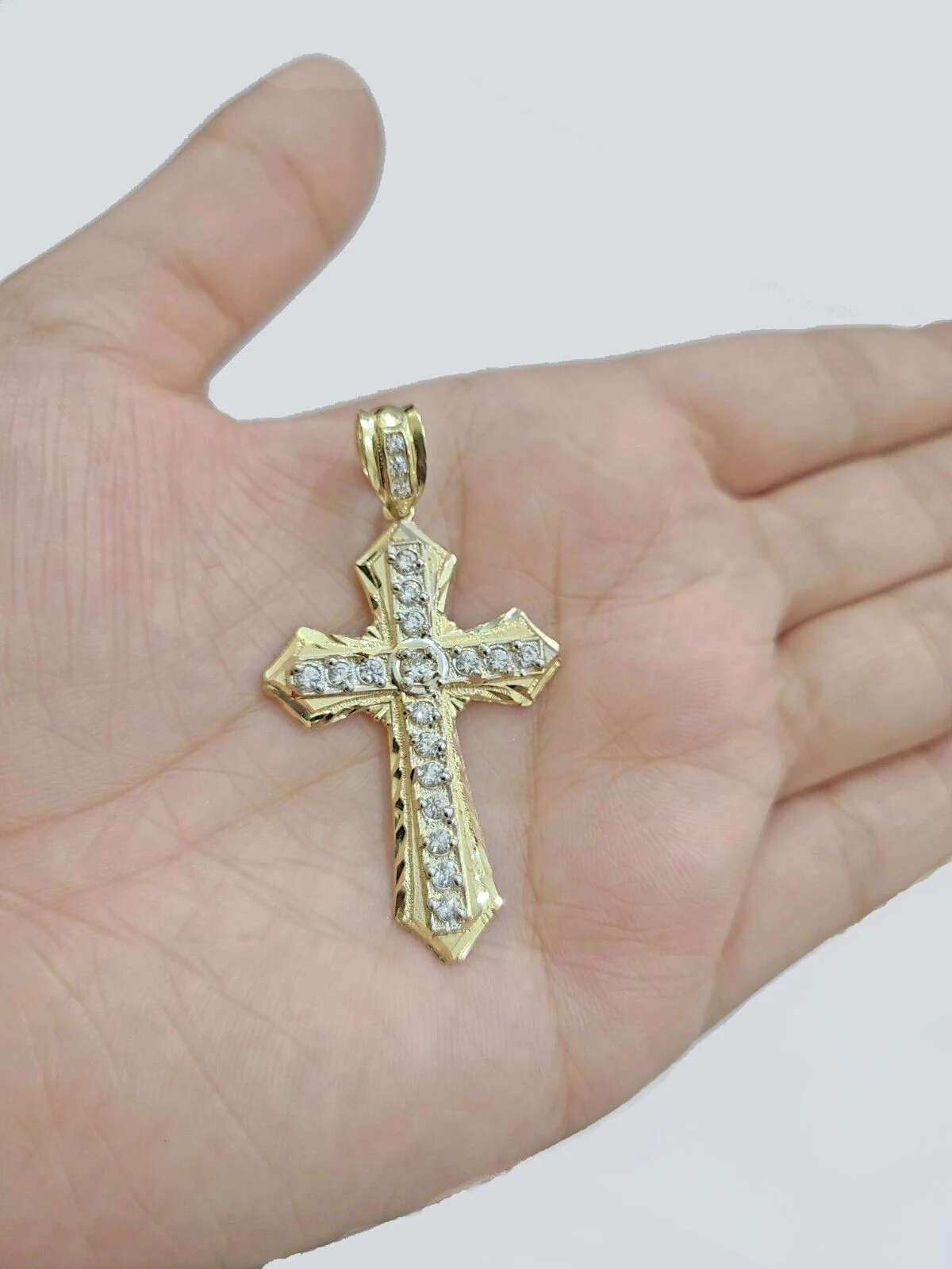 Real 10k Yellow Gold Cross Charm Rope Chain Necklace 4mm 28'' Pendant 10kt Jesus - Image 2