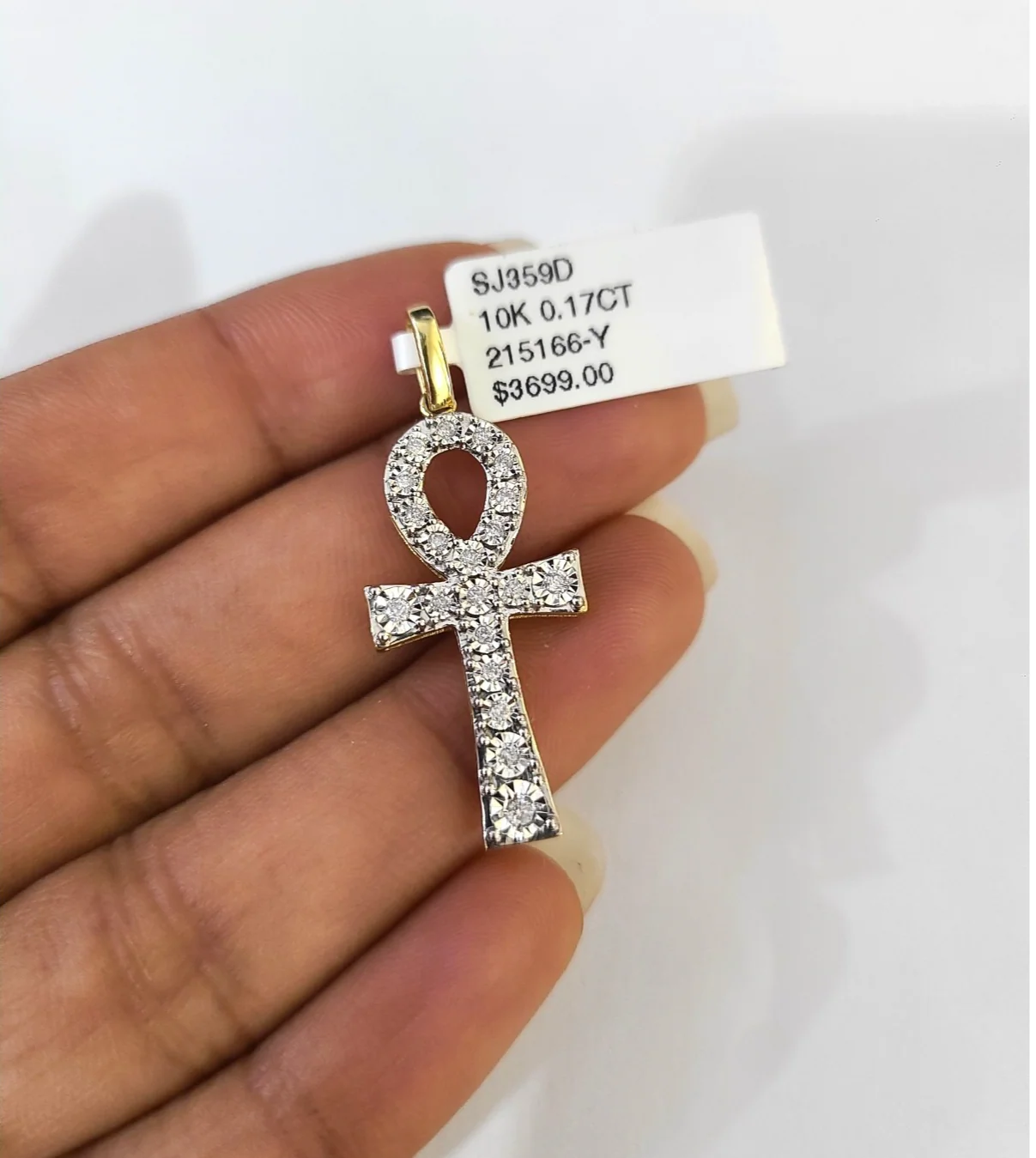 Real 10k Yellow Gold Cross Diamond Charm Pendant 1.5'' inch Genuine 10kt