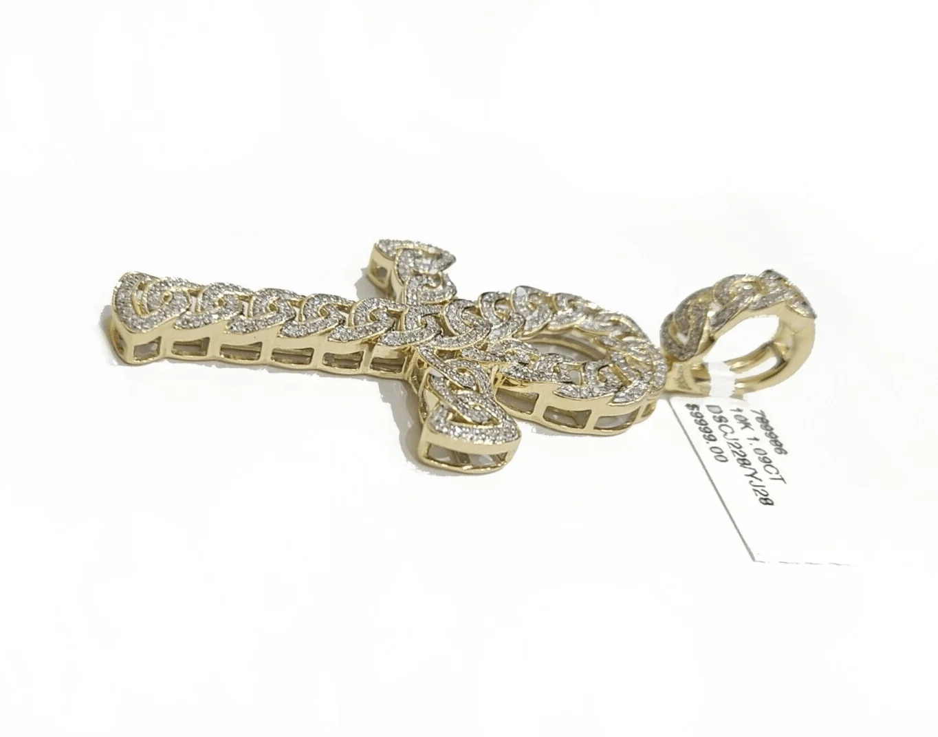 Real 10k Yellow Gold Cross Diamond Charm Pendant 2.5'' inches Genuine 10kt - Image 5
