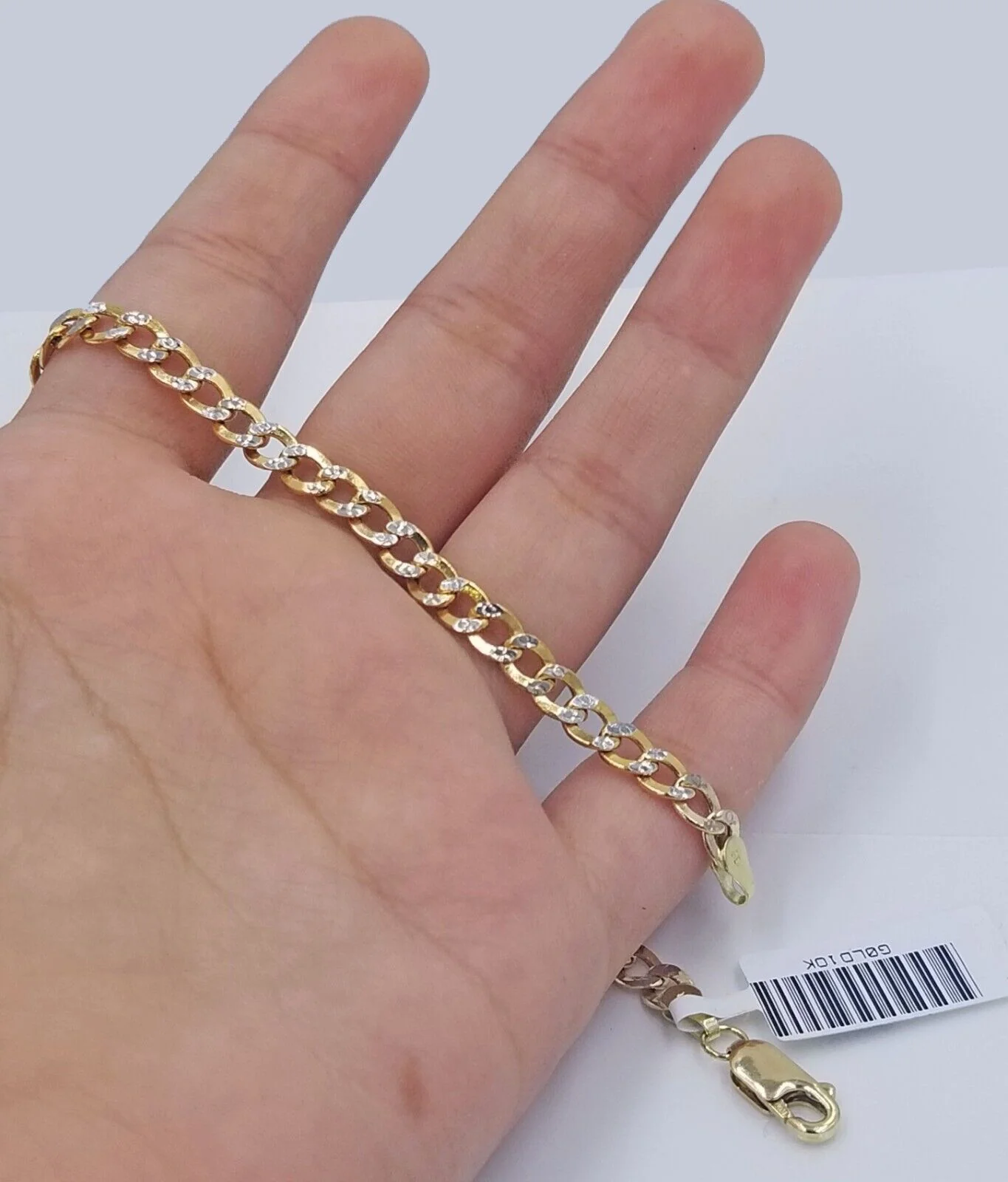 Real 10k Yellow Gold Cuban Curb link 4mm 8"  Bracelet Diamond Cut - Image 2