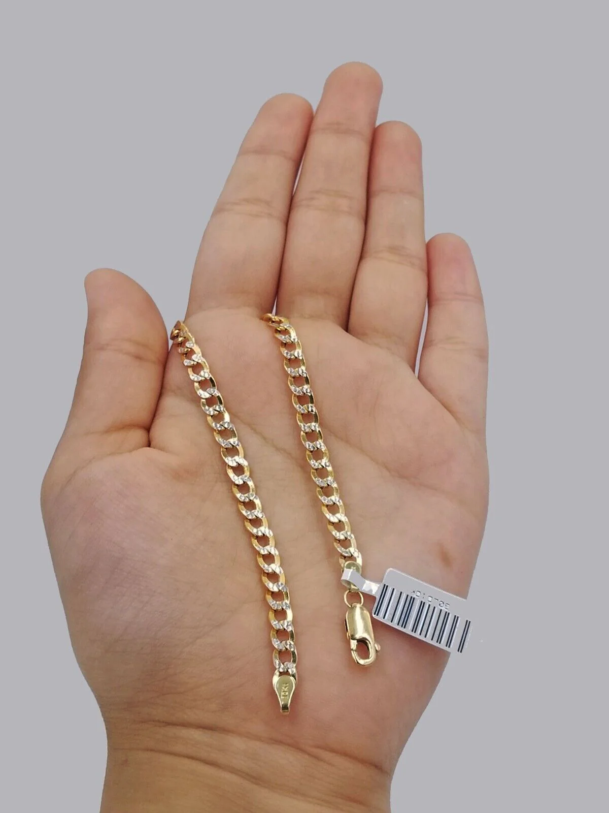 Real 10k Yellow Gold Cuban Curb link 4mm 8"  Bracelet Diamond Cut - Image 3
