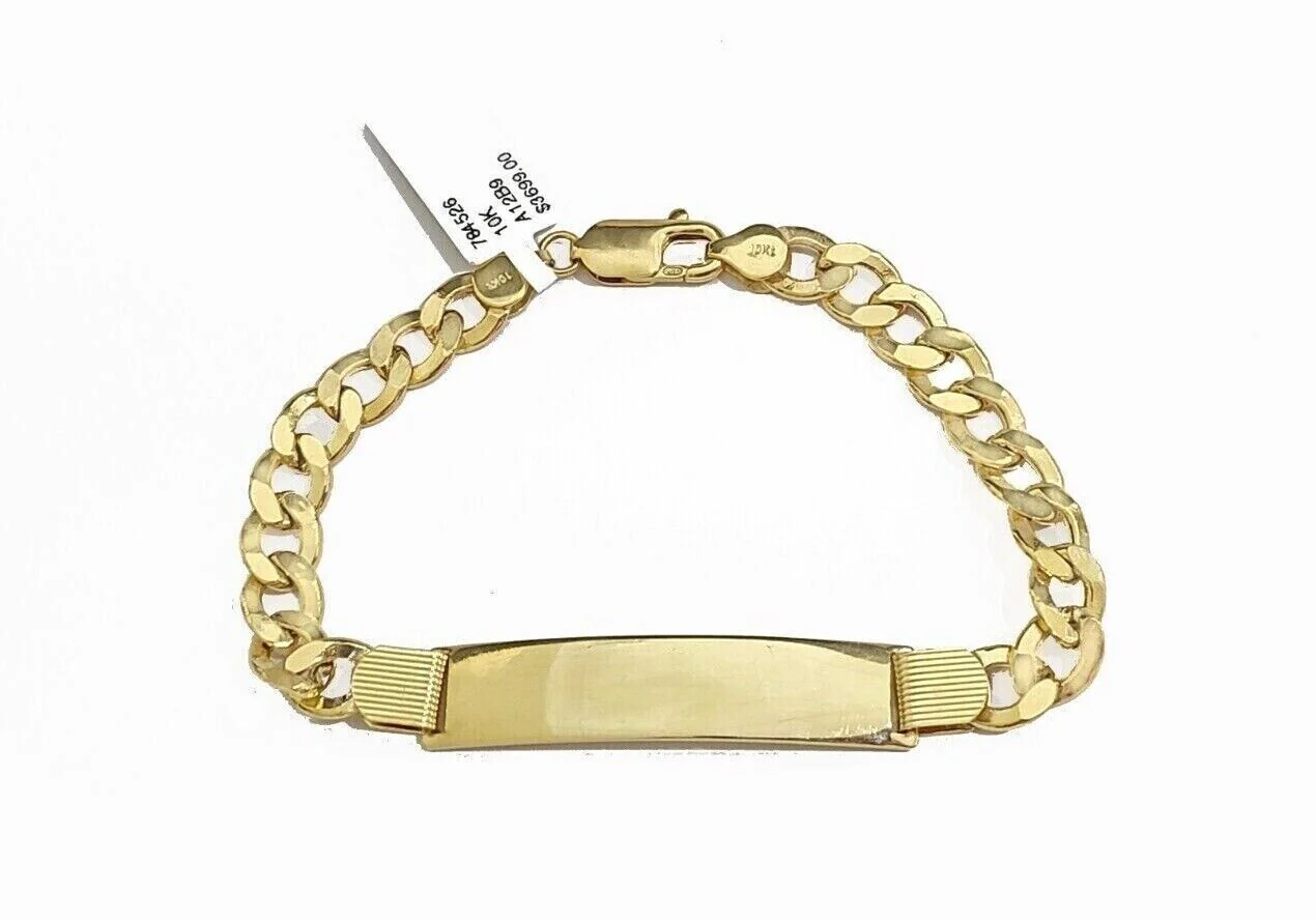 Real 10K Yellow Gold Cuban Curb Link ID Bracelet 8-8.5 inches 8mm 10kt Gold - Image 4