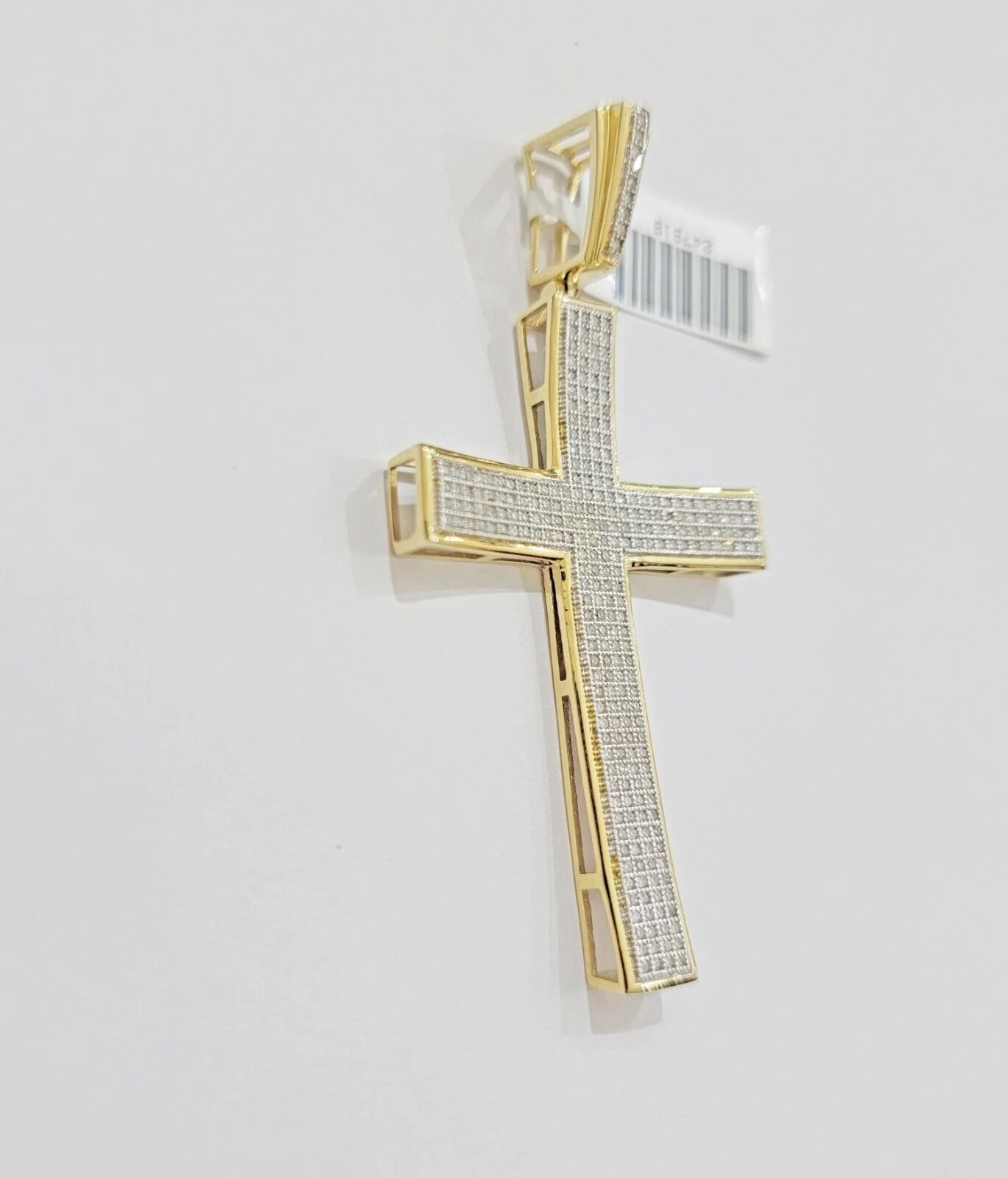 Real 10k Yellow Gold Diamond Cross Charm Pendant 0.75 CT Men Jesus Cross 2.5Inch - Image 4