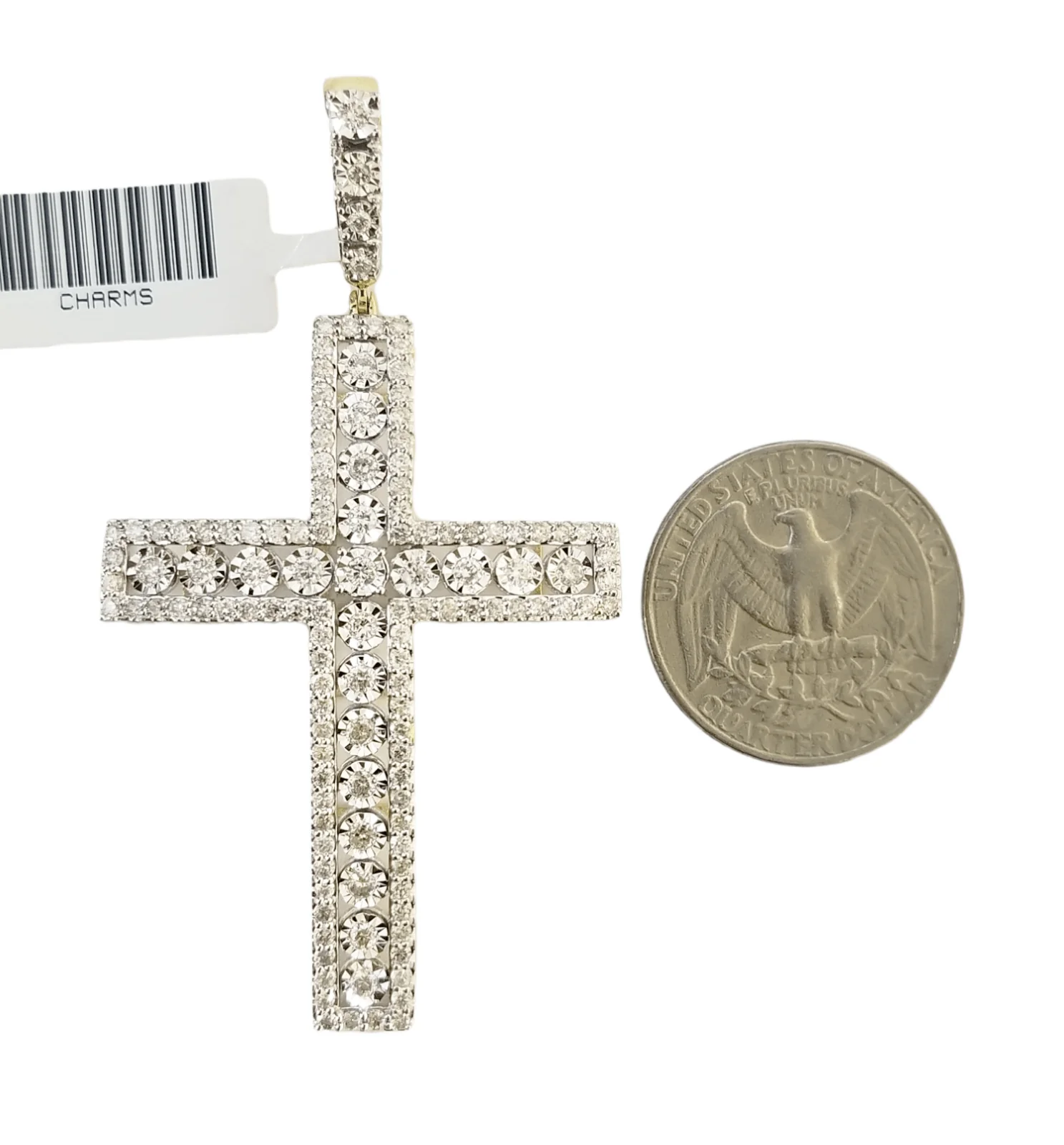 Real 10k Yellow Gold Diamond Cross Charm Pendant 2CT Dia Men Jesus Cross 2.5Inch - Image 2