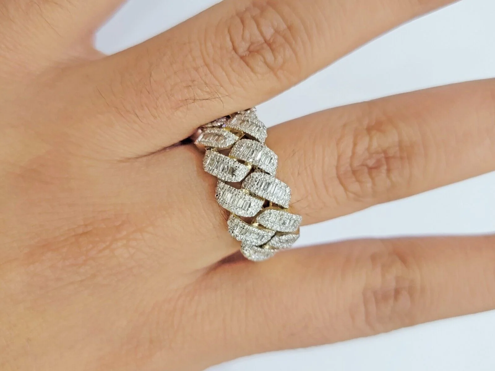 Real 10k Yellow Gold Diamond Mens Ring Cuban Link 0.78CT Natural Diamond All Sizes - Image 3