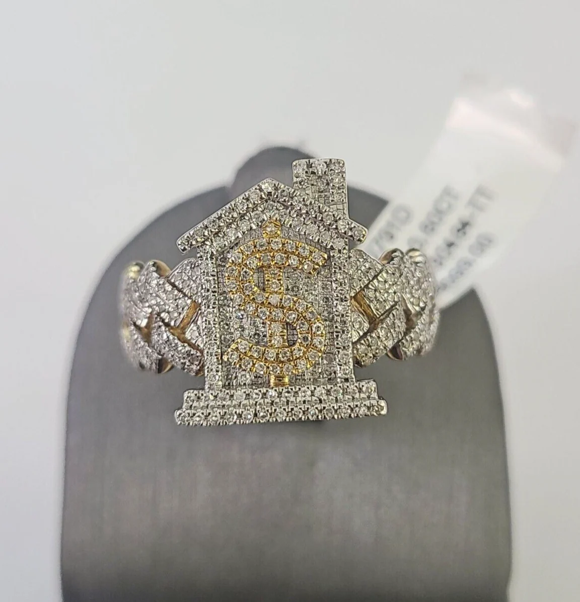Real 10k Yellow Gold Diamond Mens Ring Trap House Band Casual Genuine Natural - Image 5