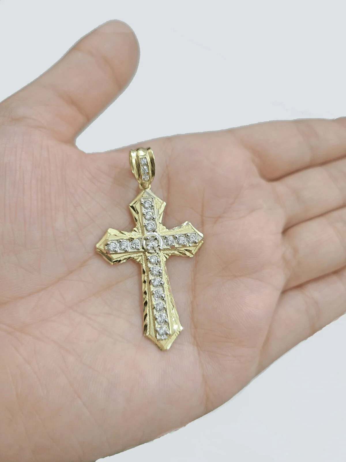 Real 10k Yellow Gold Franco Chain 2.5mm 22" inch Necklace Jesus Cross Charm 10kt - Image 6