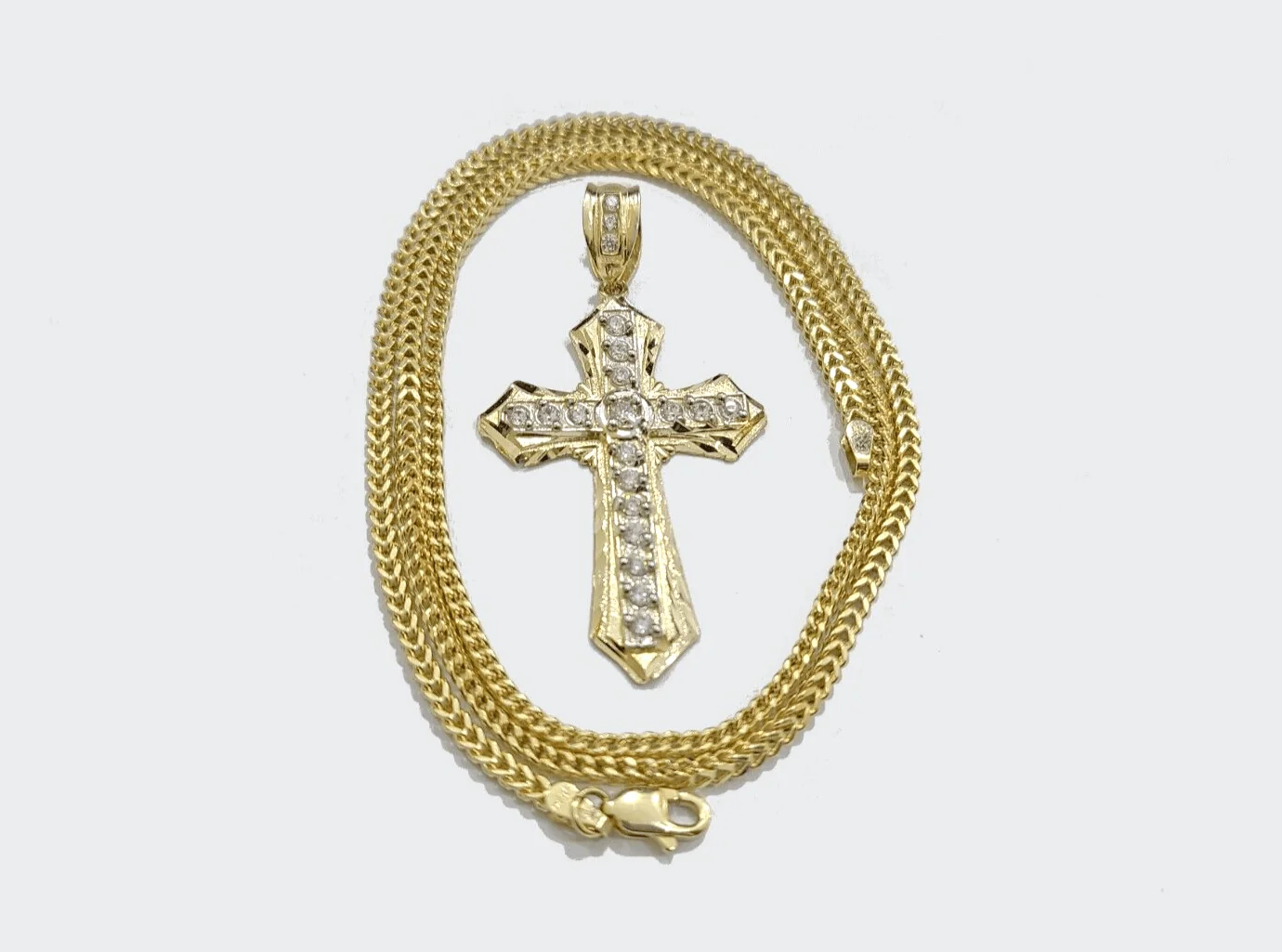 Real 10k Yellow Gold Franco Chain 2.5mm 26" inch Necklace Jesus Cross Charm 10kt - Image 6