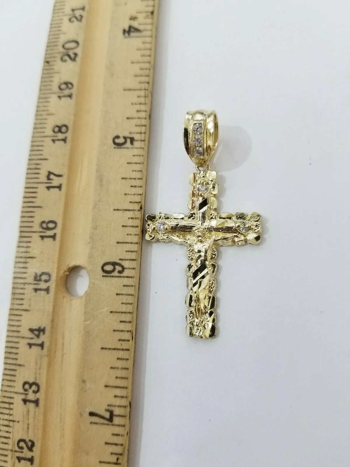 REAL 10k Yellow Gold Franco Chain & Cross Charm Pendant Set 16"-26" 2mm Necklace - Image 4