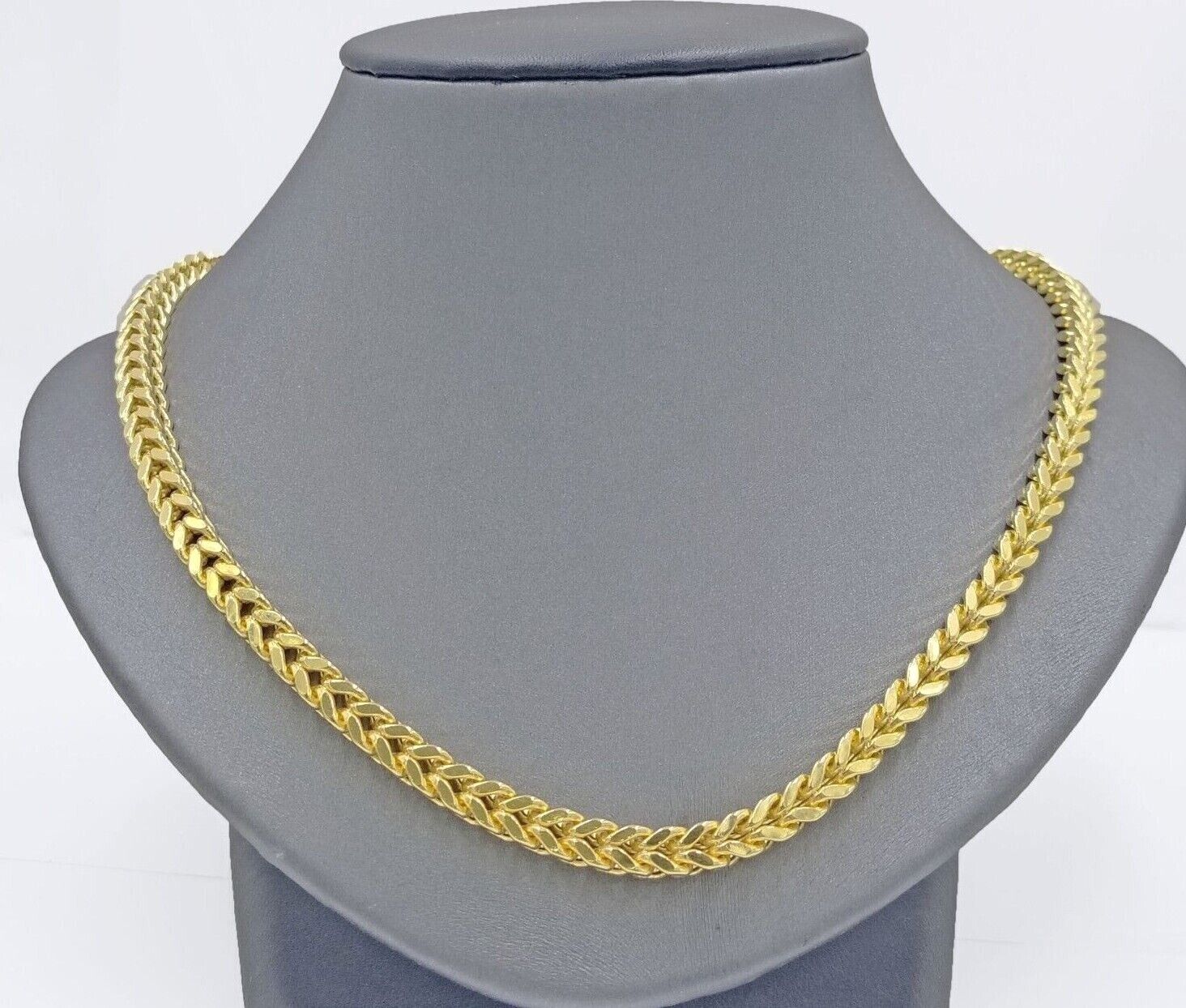 Real 10k Yellow Gold Franco Necklace 5mm 22" inch Short length Men's 10kt Chain - Image 2