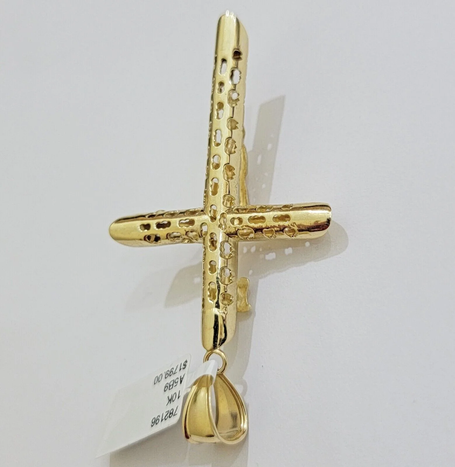 REAL 10k Yellow Gold Franco Necklace Cross Pendant Chain 24 Inch &Jesus Crucifix - Image 8