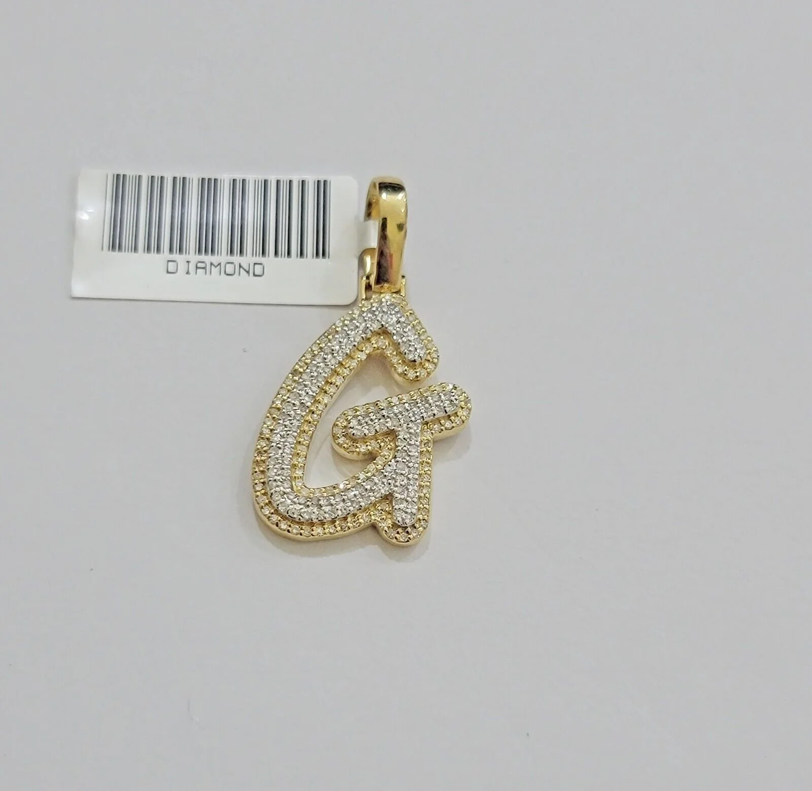 Real 10k Yellow Gold G Charm Pendant Letter Initial With Diamonds For Mens