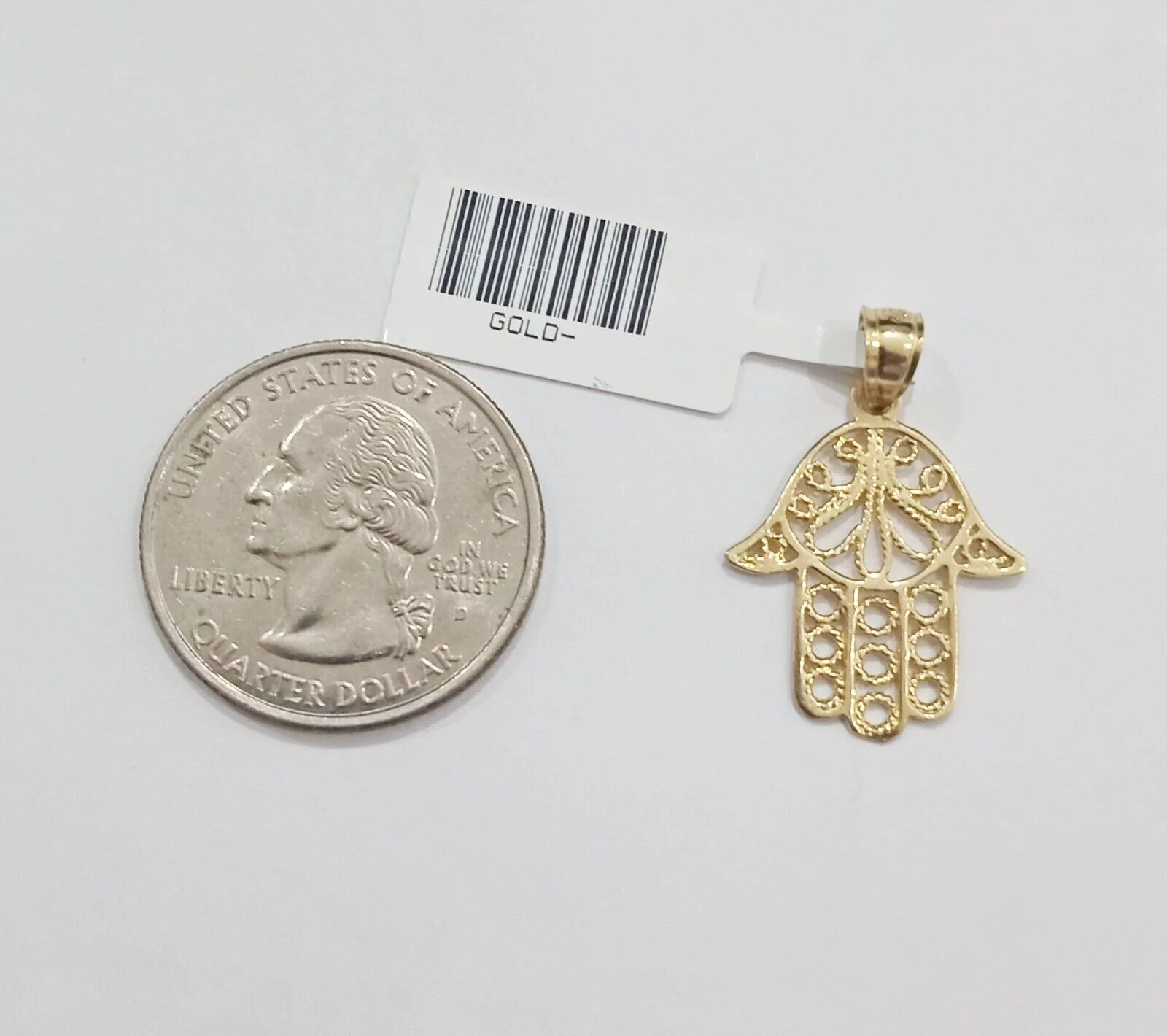 Real 10k Yellow Gold Hamsa Hand Charm Pendant Men Women 10kt gold - Image 3