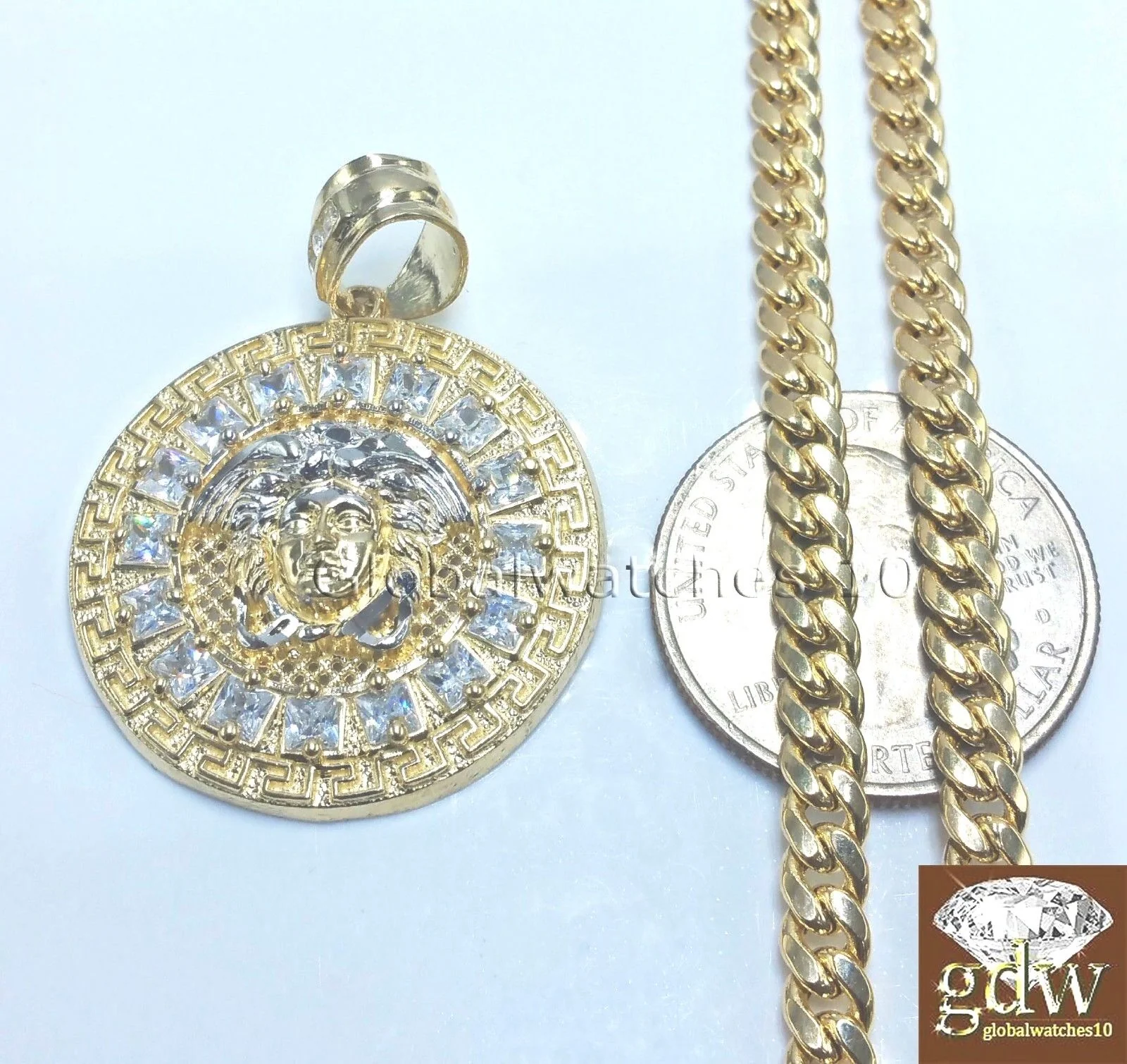 Real 10k Yellow Gold Head Charm Miami Cuban 24" Chain Necklace - Image 3