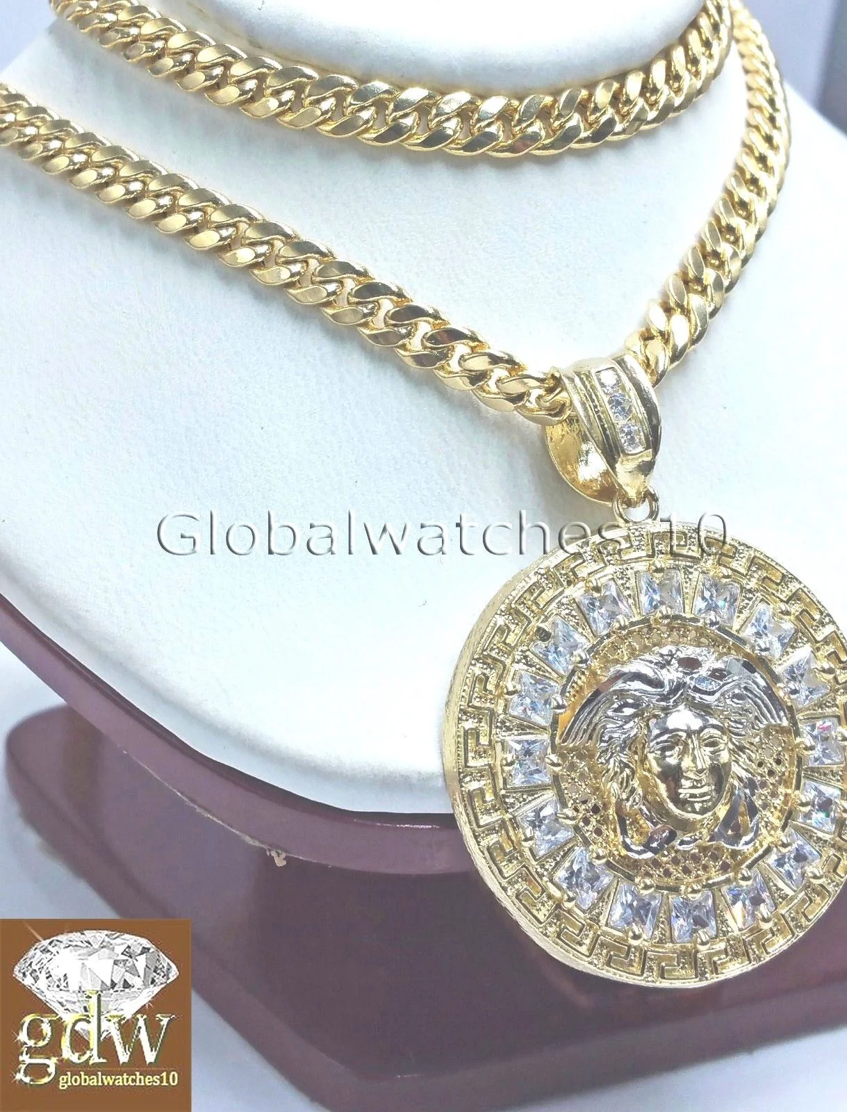 Real 10k Yellow Gold Head Charm Miami Cuban 24" Chain Necklace - Image 4