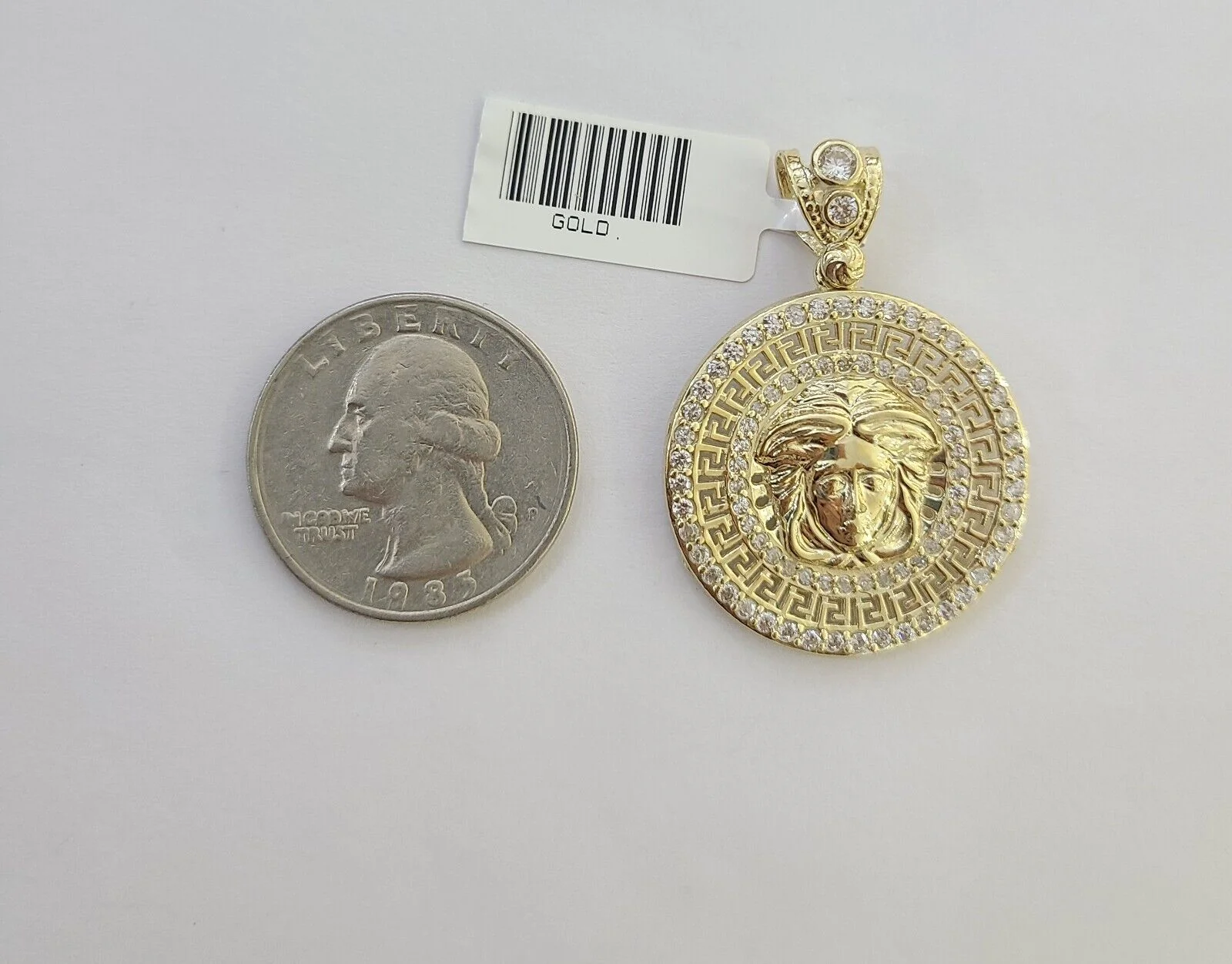 Real 10k Yellow Gold Head Charm Pendant 1.5" Inches Round Charm Circular 10kt - Image 5