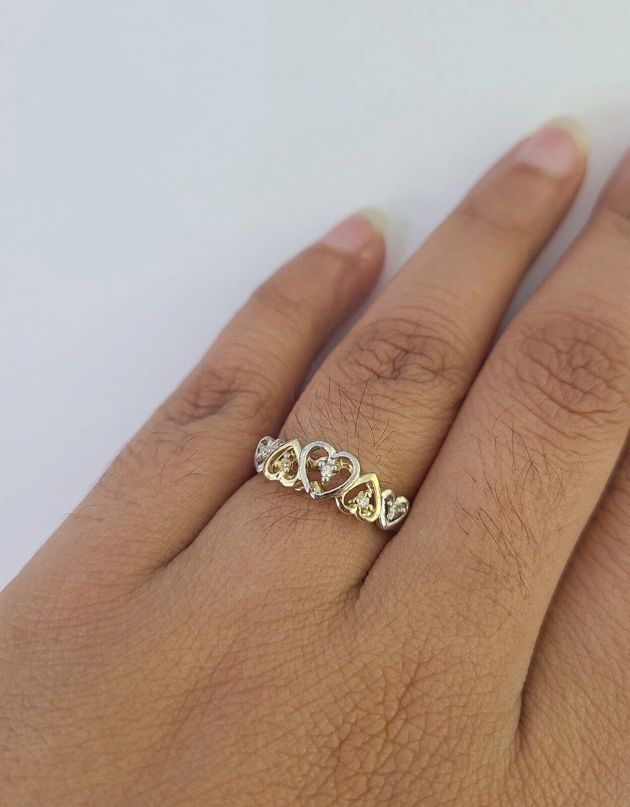Real 10k Yellow Gold Hearts Ring Wedding Engagement Casual 10Kt Genuine Ring Sizes 6,7,8,9,10,11 & 12 - Image 3
