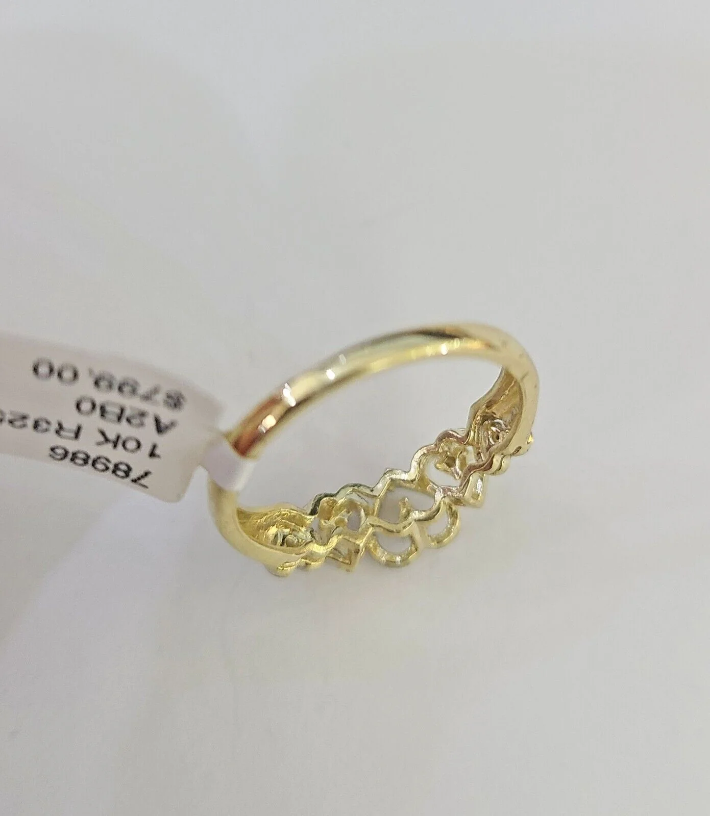 Real 10k Yellow Gold Hearts Ring Wedding Engagement Casual 10Kt Genuine Ring Sizes 6,7,8,9,10,11 & 12 - Image 5