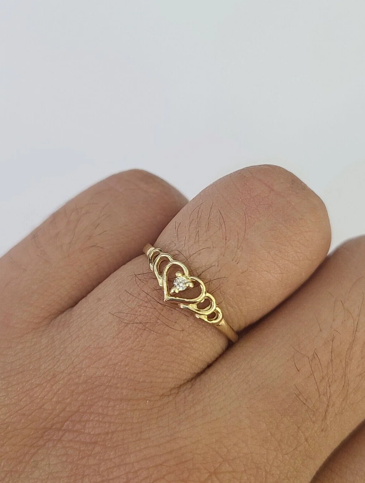 Real 10k Yellow Gold Hearts Ring Wedding Engagement Casual 10Kt Genuine Ring Sz 6,7,8,9 - Image 3