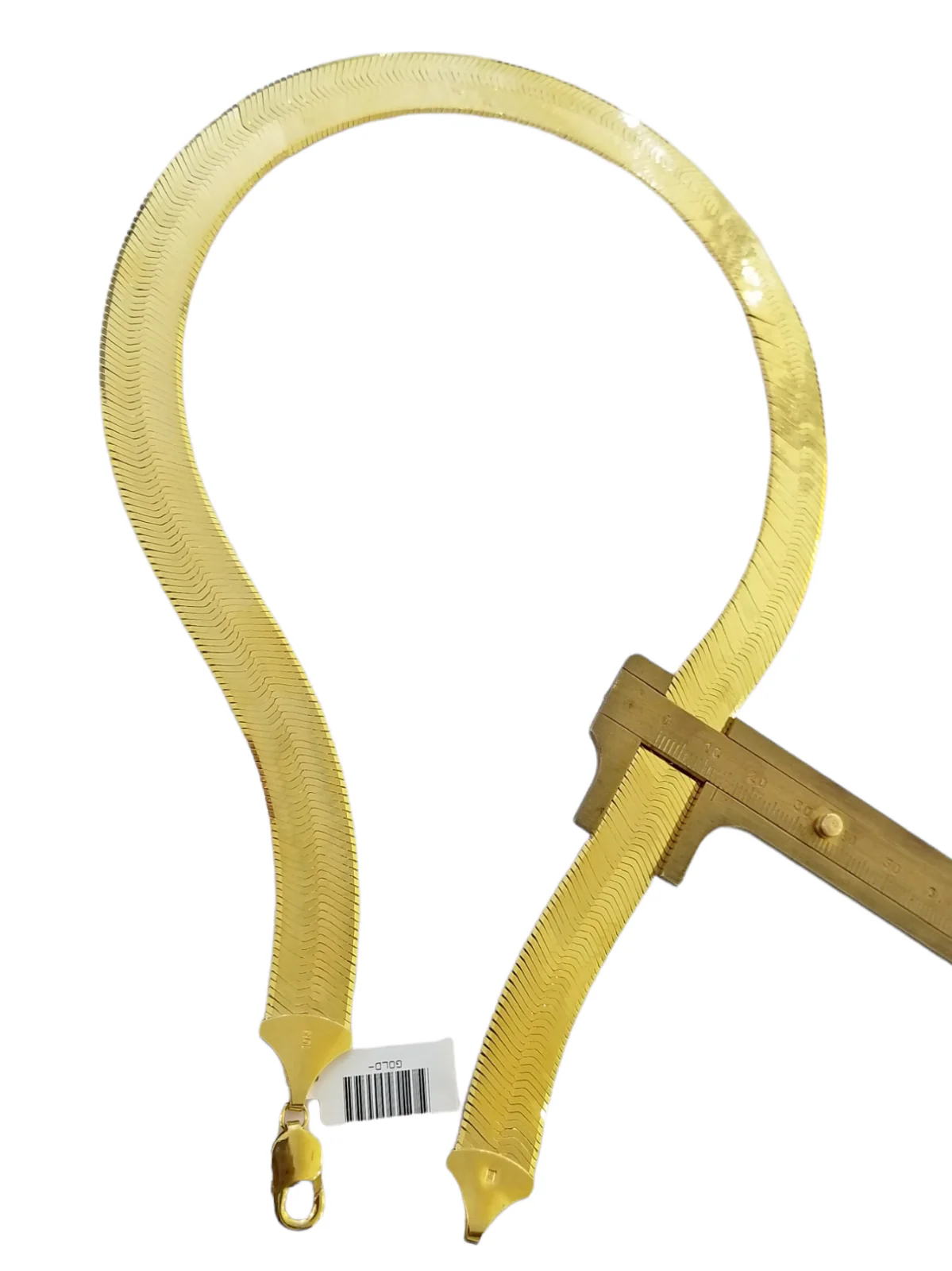 Real 10K Yellow Gold Herring Bone Chain  14mm Necklace 22" Inch Lobster lock - Image 2