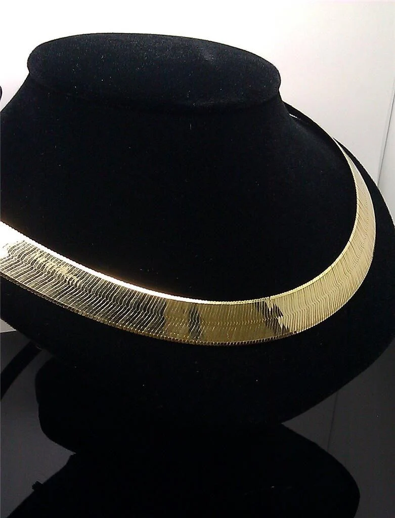 Real 10k Yellow Gold Herringbone Necklace 12mm 20" inch Men Women