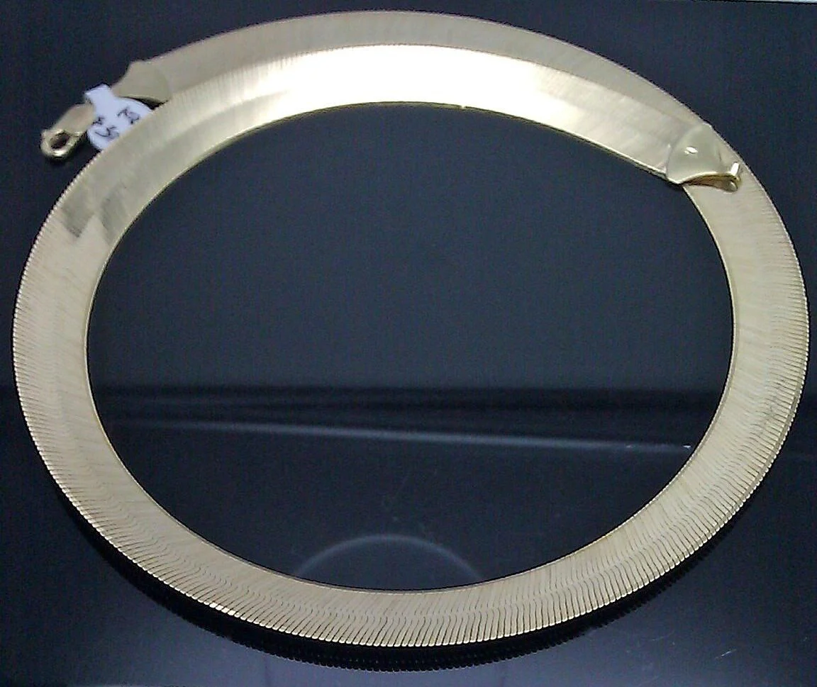 Real 10k Yellow Gold Herringbone Necklace 12mm 20" inch Men Women - Image 4