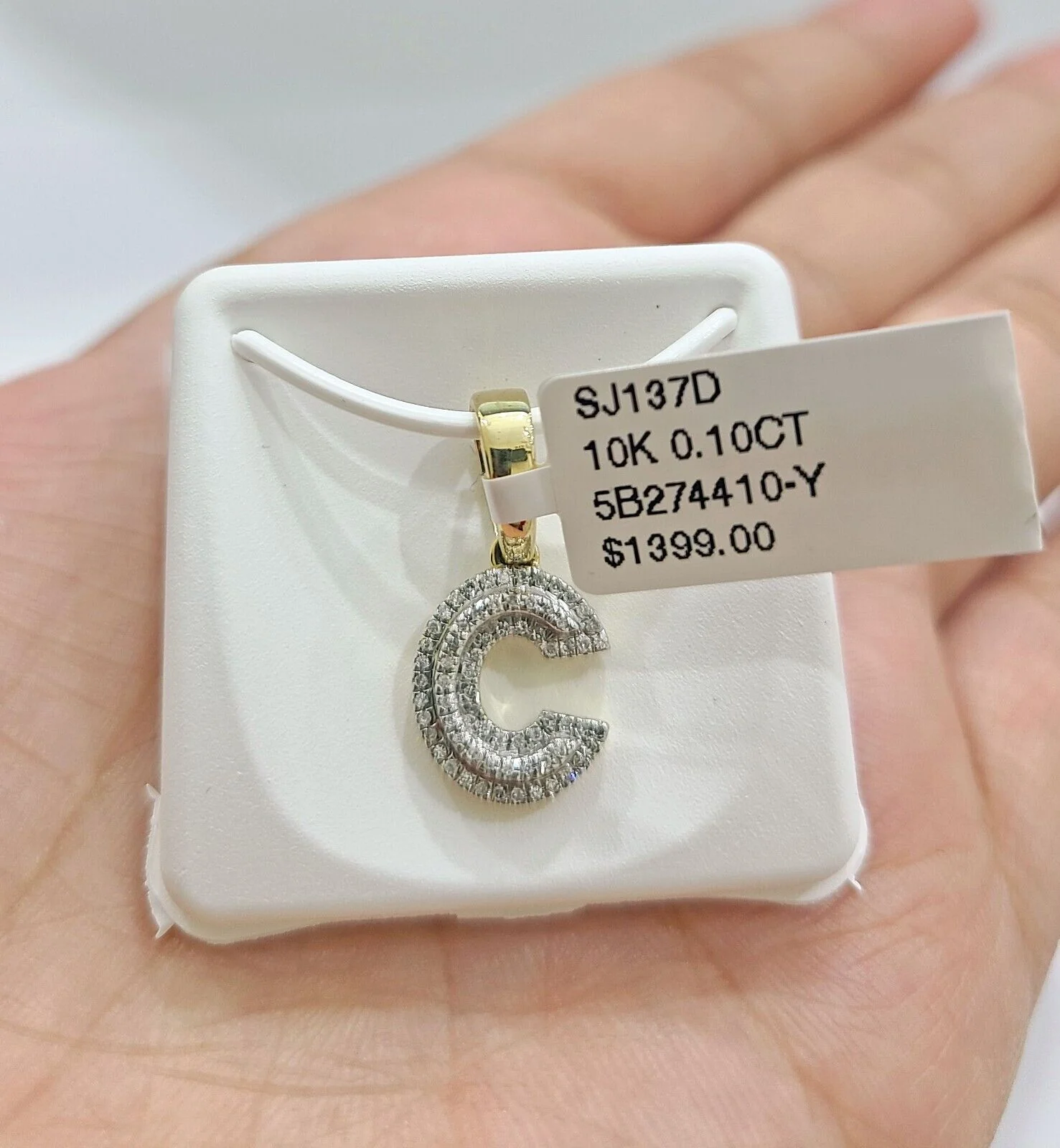 Real 10K Yellow Gold Initials Diamond Cut Charm A-Z Pendant Alphabets - Image 12