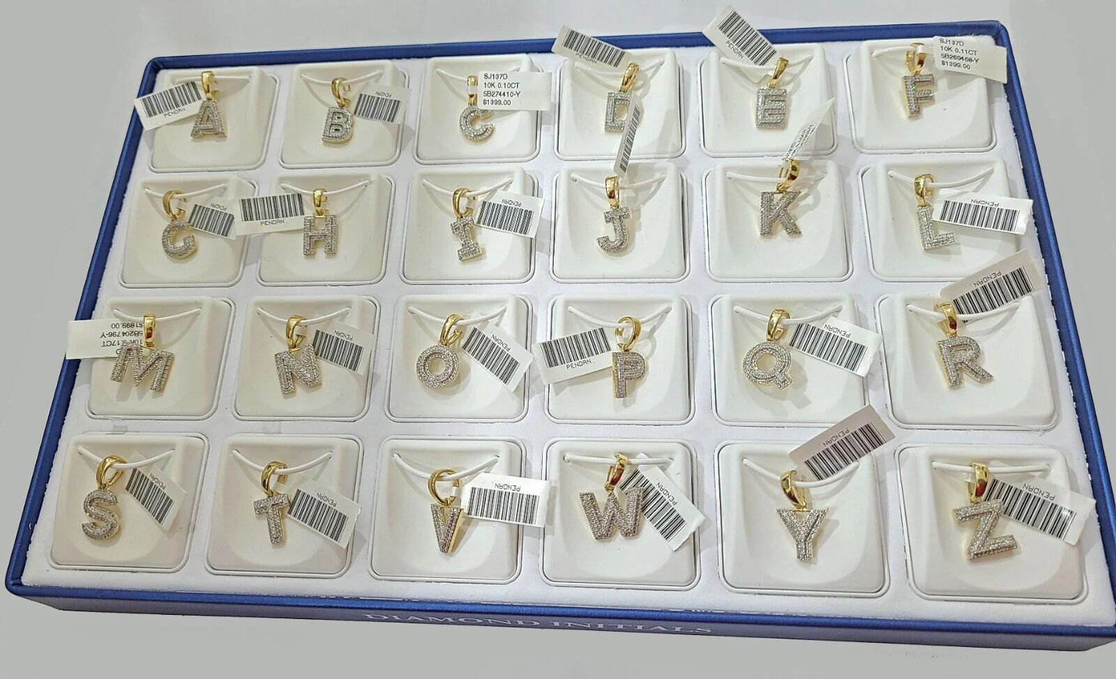 Real 10K Yellow Gold Initials Diamond Cut Charm A-Z Pendant Alphabets - Image 18