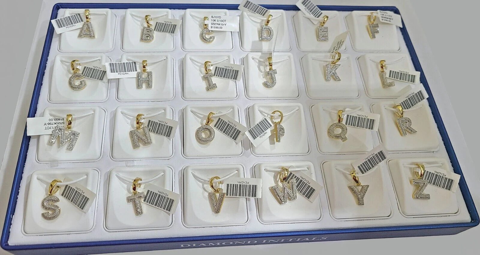 Real 10K Yellow Gold Initials Diamond Cut Charm A-Z Pendant Alphabets - Image 19