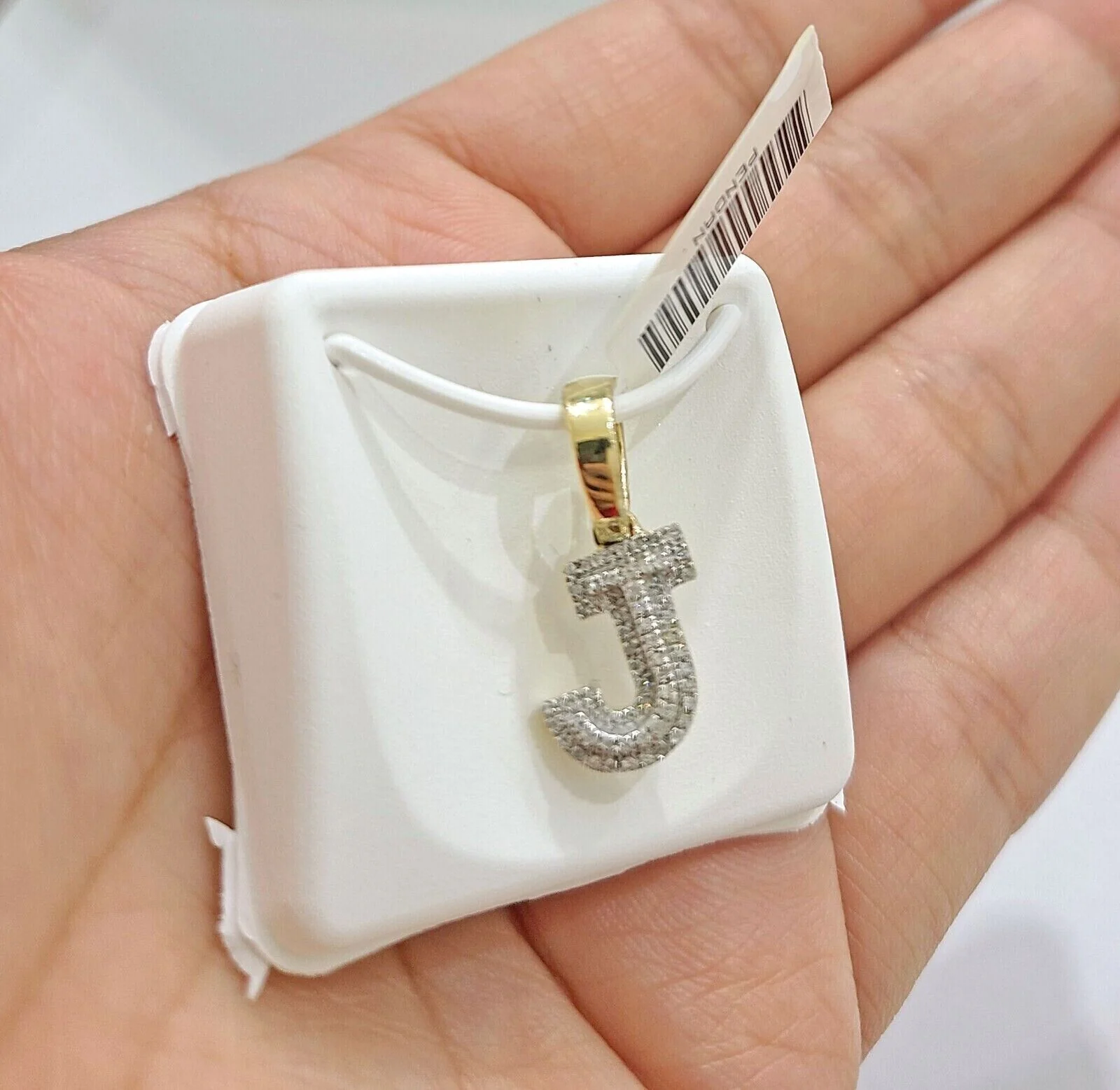 Real 10K Yellow Gold Initials Diamond Cut Charm A-Z Pendant Alphabets - Image 27