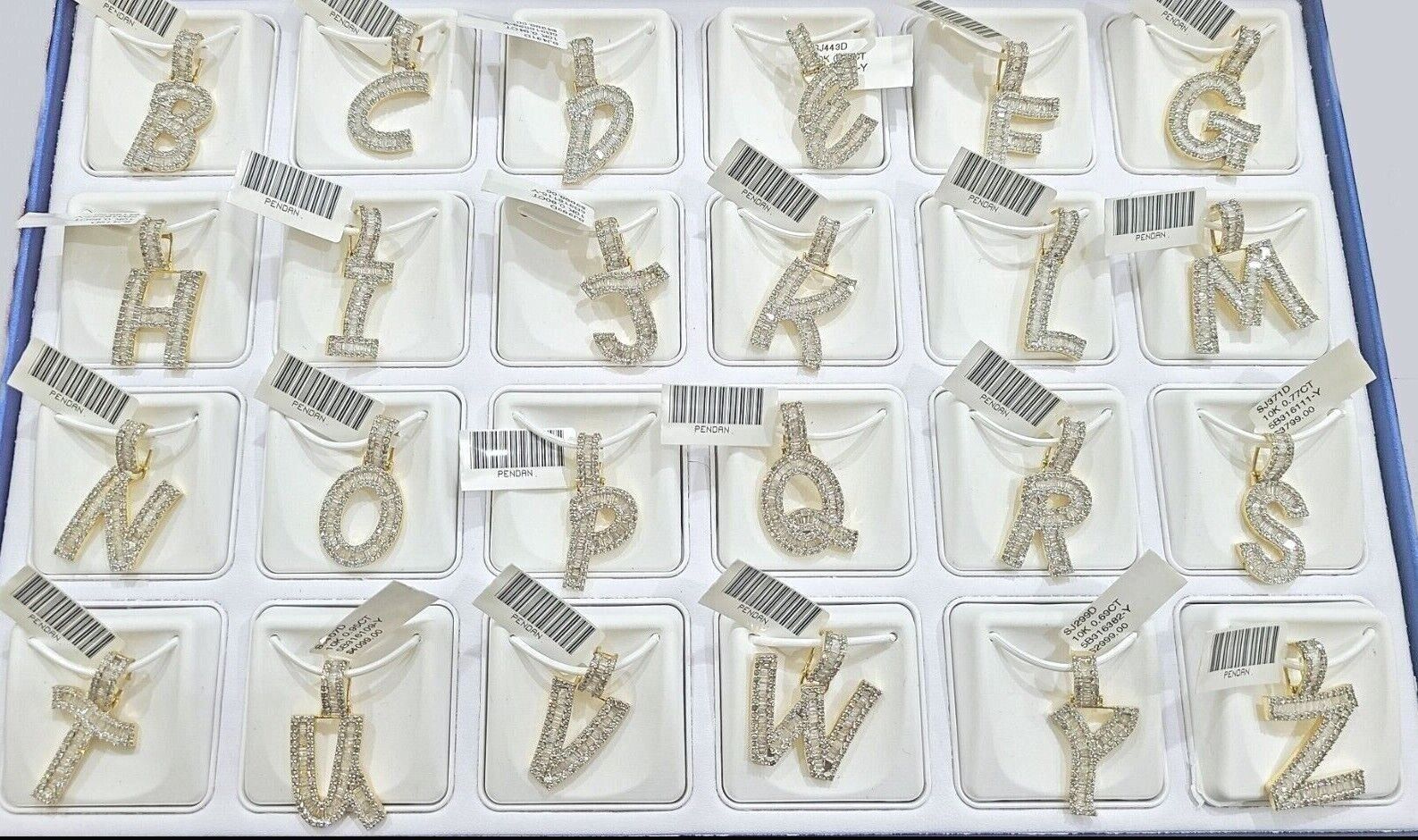 Real 10K Yellow Gold Initials Diamond Cut Charm A-Z Pendant Alphabets - Image 18