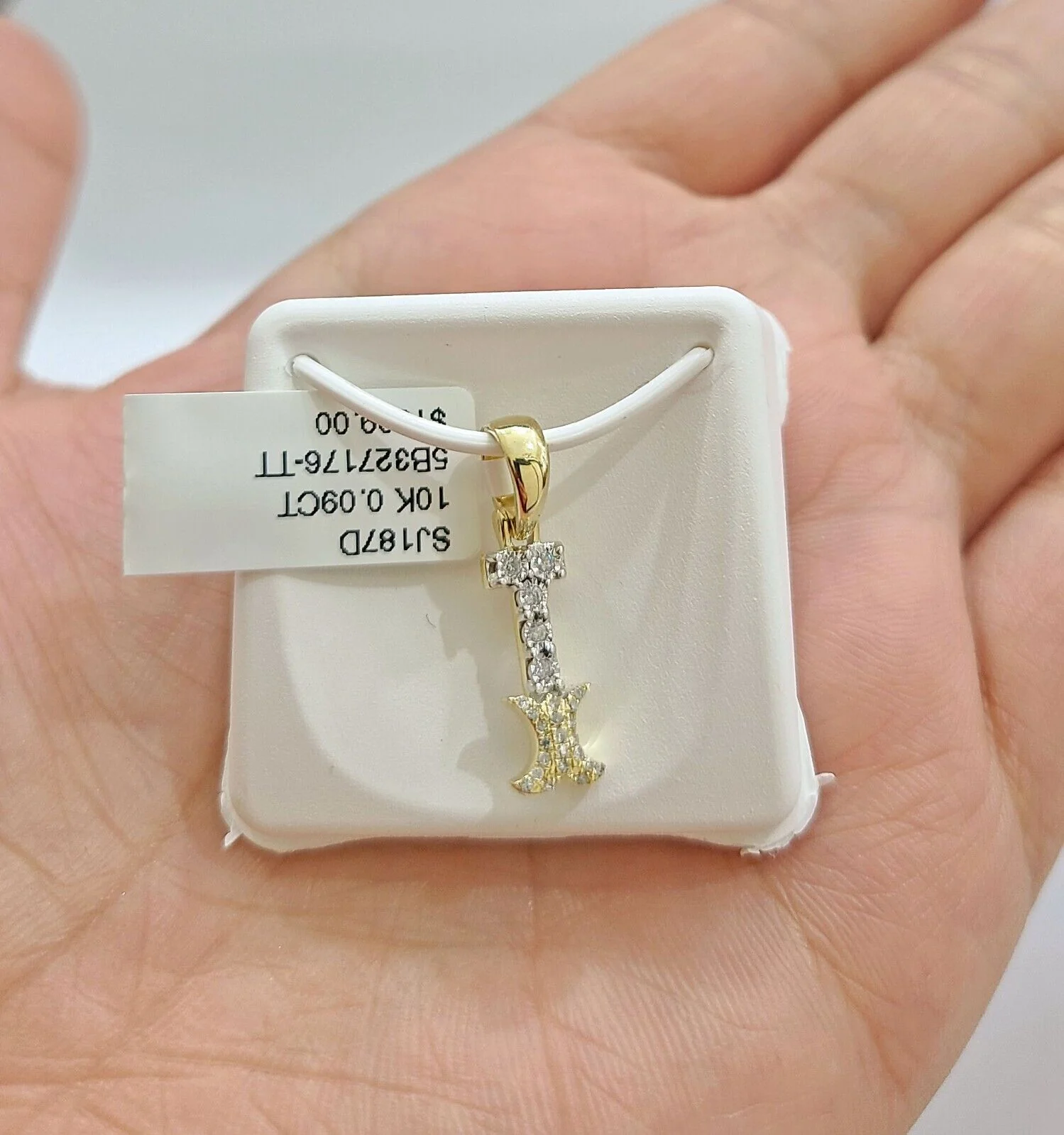 Real 10K Yellow Gold Initials Diamond Cut Charm A-Z Pendant Alphabets - Image 26