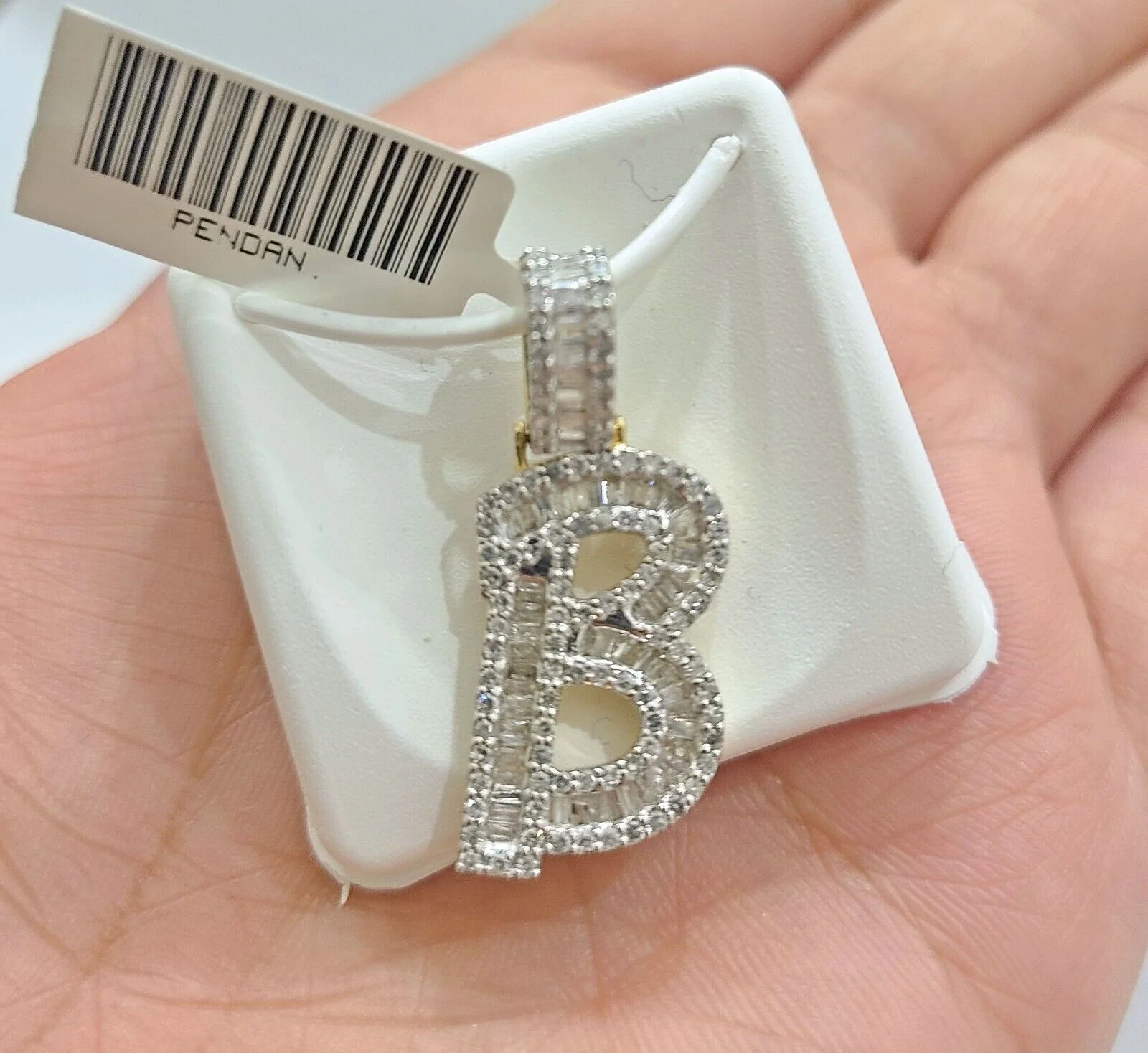 Real 10K Yellow Gold Initials Diamond Cut Charm A-Z Pendant Alphabets