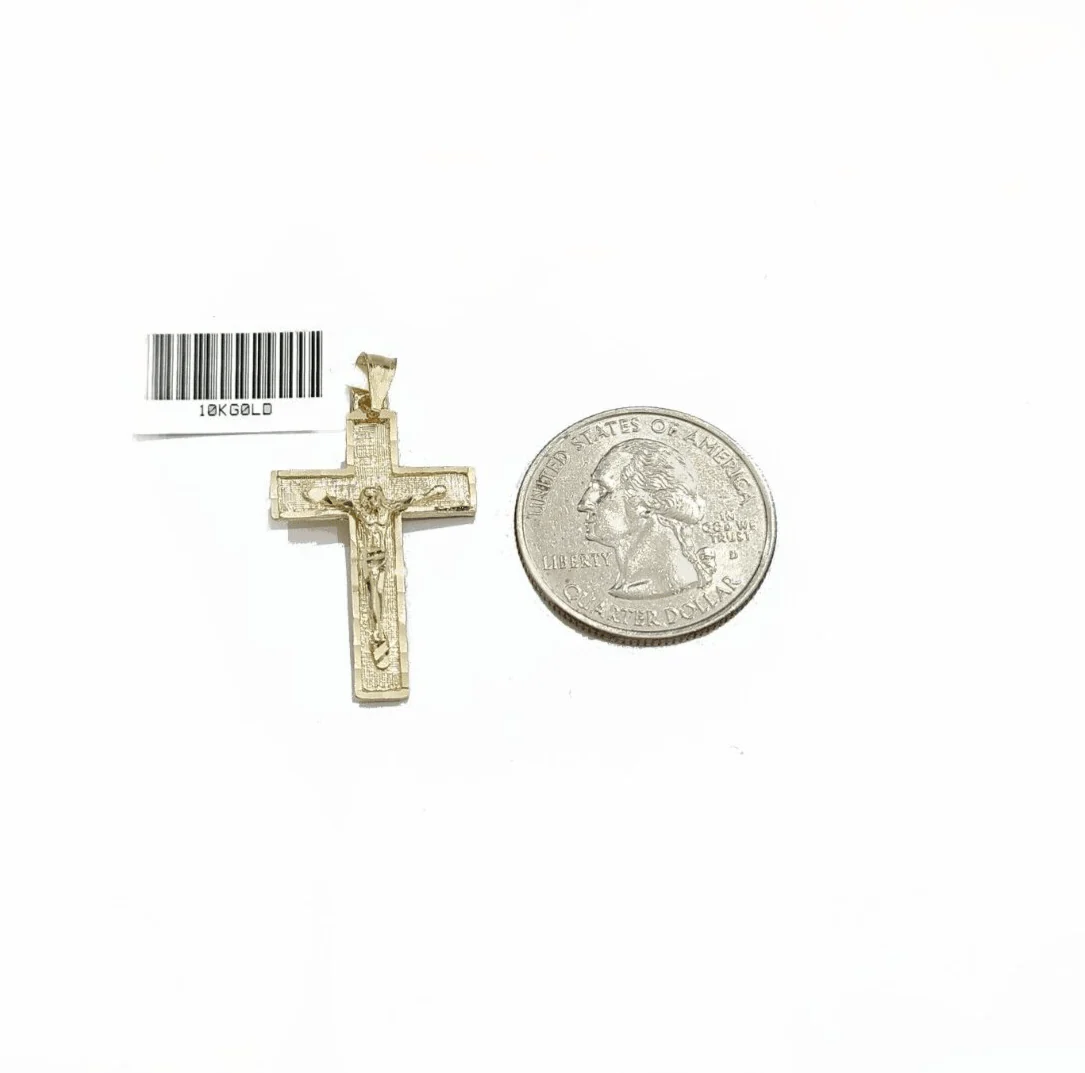 Real 10k Yellow Gold Jesus Cross Charm Rope Chain Necklace 3mm 18'' Pendant 10kt - Image 7