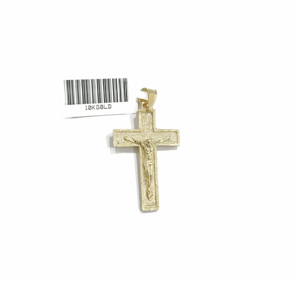 Real 10k Yellow Gold Jesus Cross Charm Rope Chain Necklace 3mm 22'' Pendant 10kt - Image 7