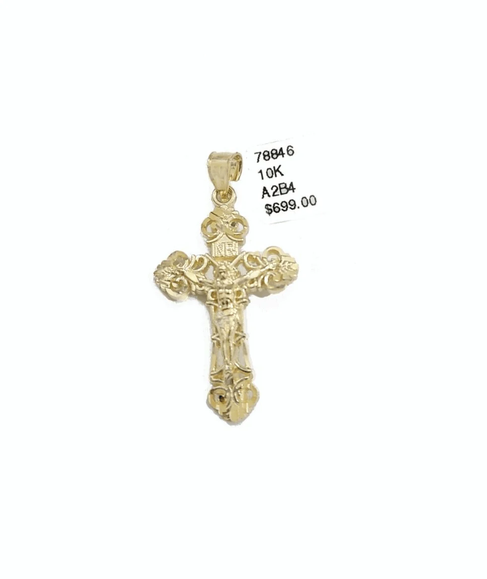 Real 10k Yellow Gold Jesus Cross Charm Rope Chain Necklace 3mm 26'' Pendant 10kt - Image 5