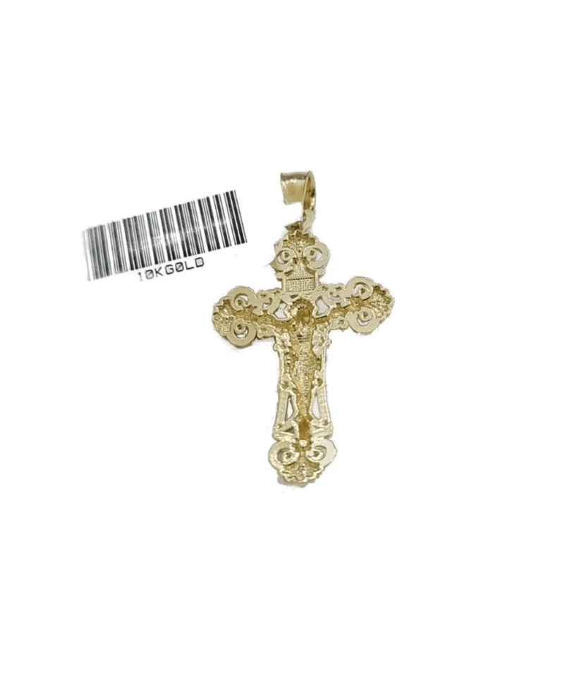 Real 10k Yellow Gold Jesus Cross Charm Rope Chain Necklace 3mm 26'' Pendant 10kt - Image 7