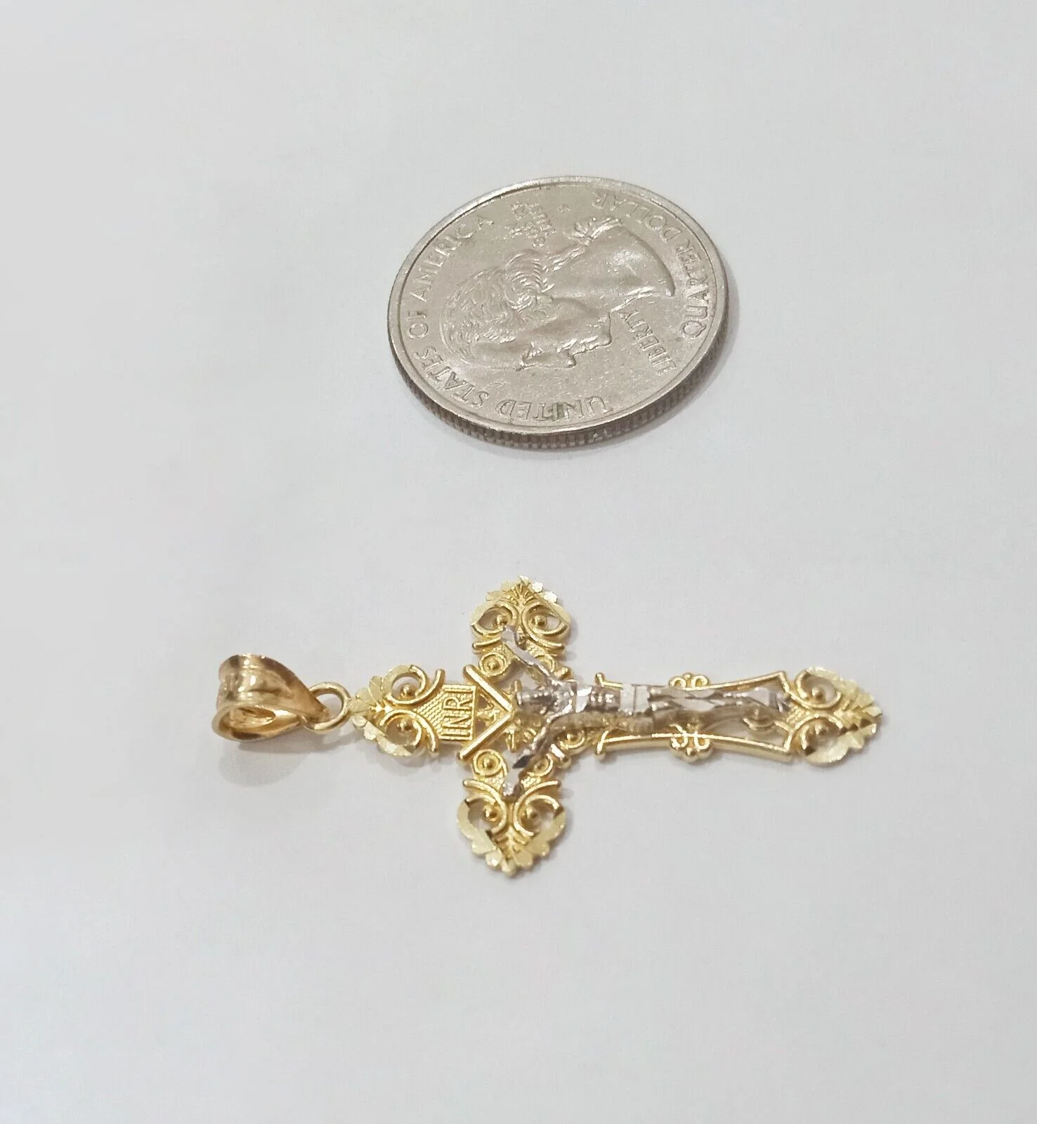 Real 10k Yellow Gold Jesus Crucifix Cross Charm Pendant Men Women 10kt Gold - Image 4