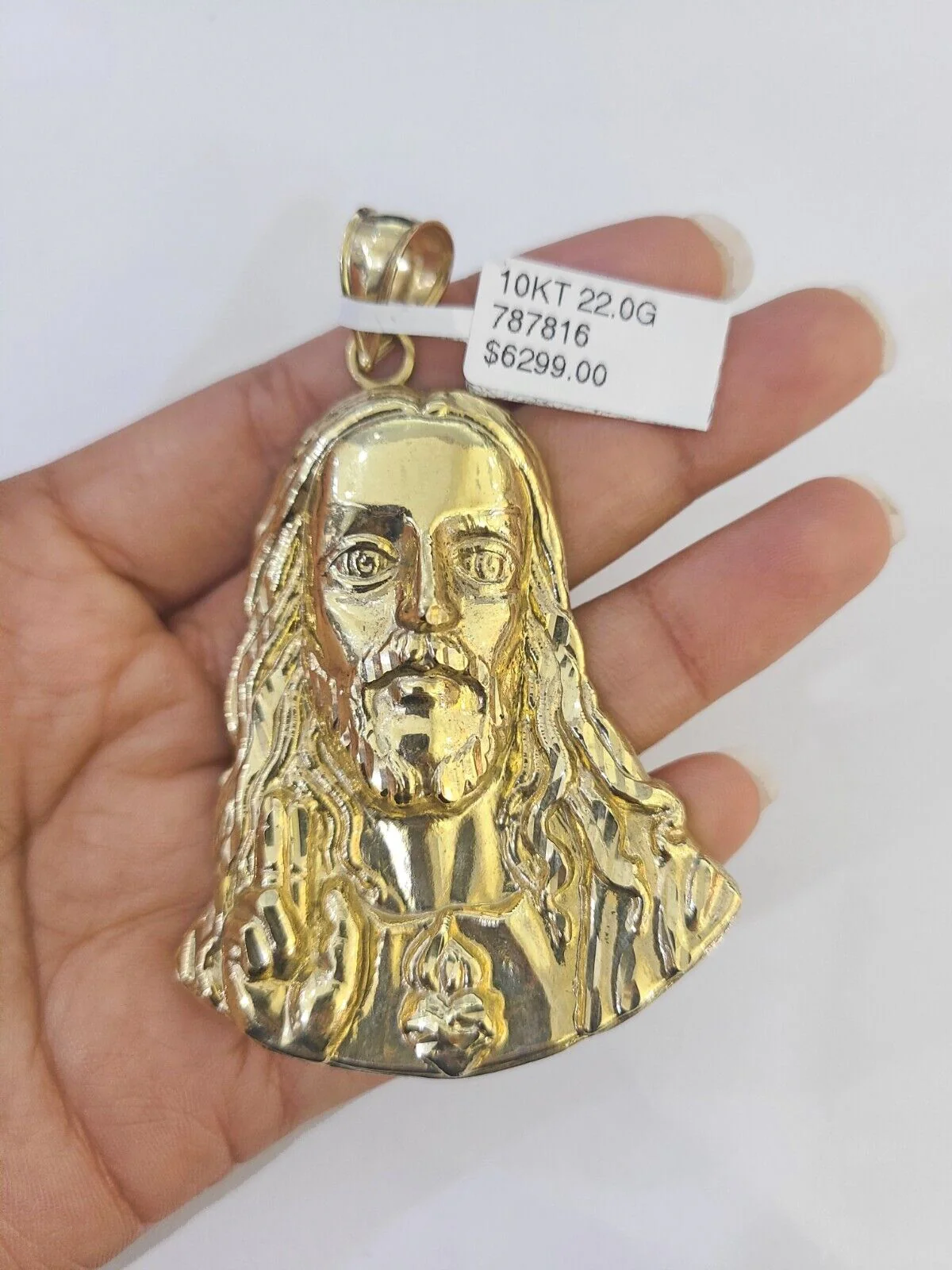 Real 10K Yellow Gold Jesus Head Pendant Charm Genuine - Image 3