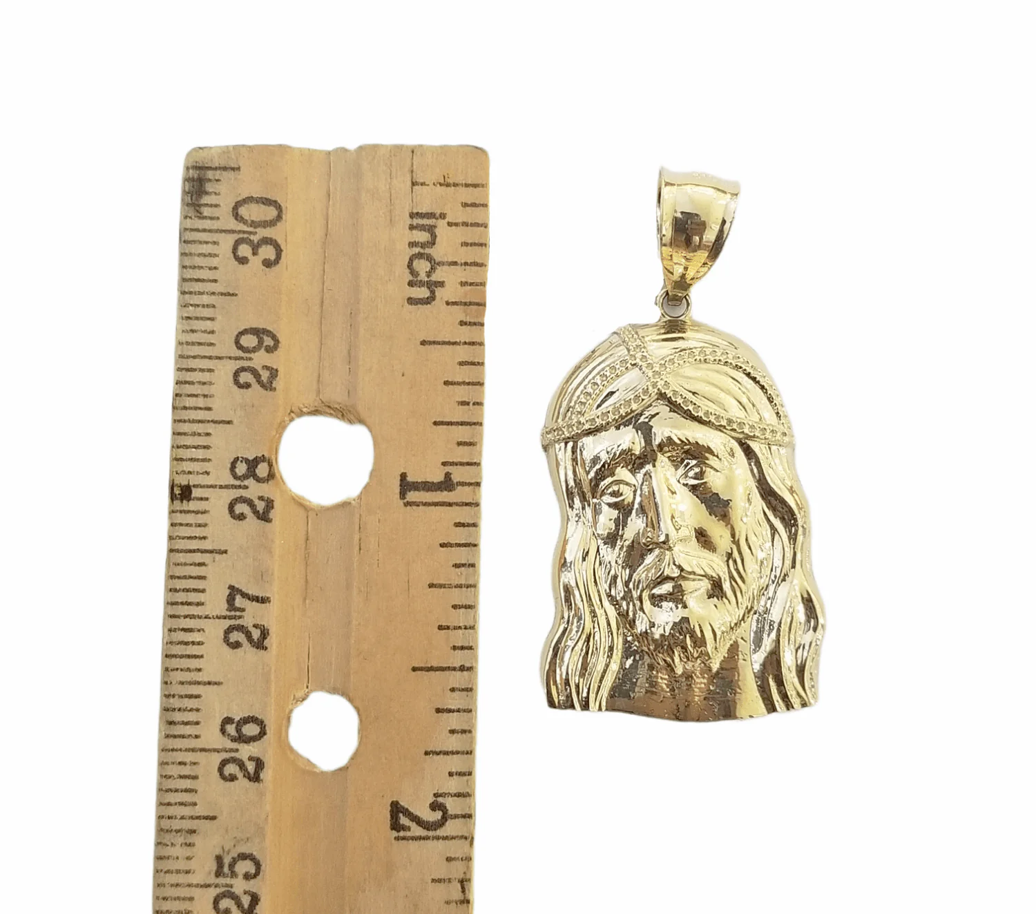 Real 10K Yellow Gold Jesus Head Pendent Charm 1" Inch Jesus Face 10kt - Image 3